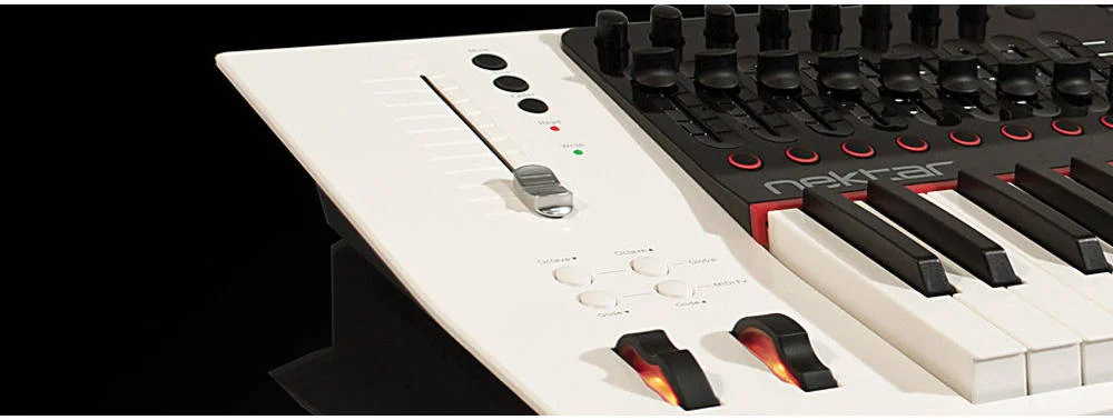 Nektar Panorama 49-key MIDI Controller Keyboard, 49 Velocity-Sensitive Keys12 Pads, 9 x 45mm Faders, 16 Encoders, Dedicated Transport Buttons, USB Bus Powered, - White | PANORAMA P4