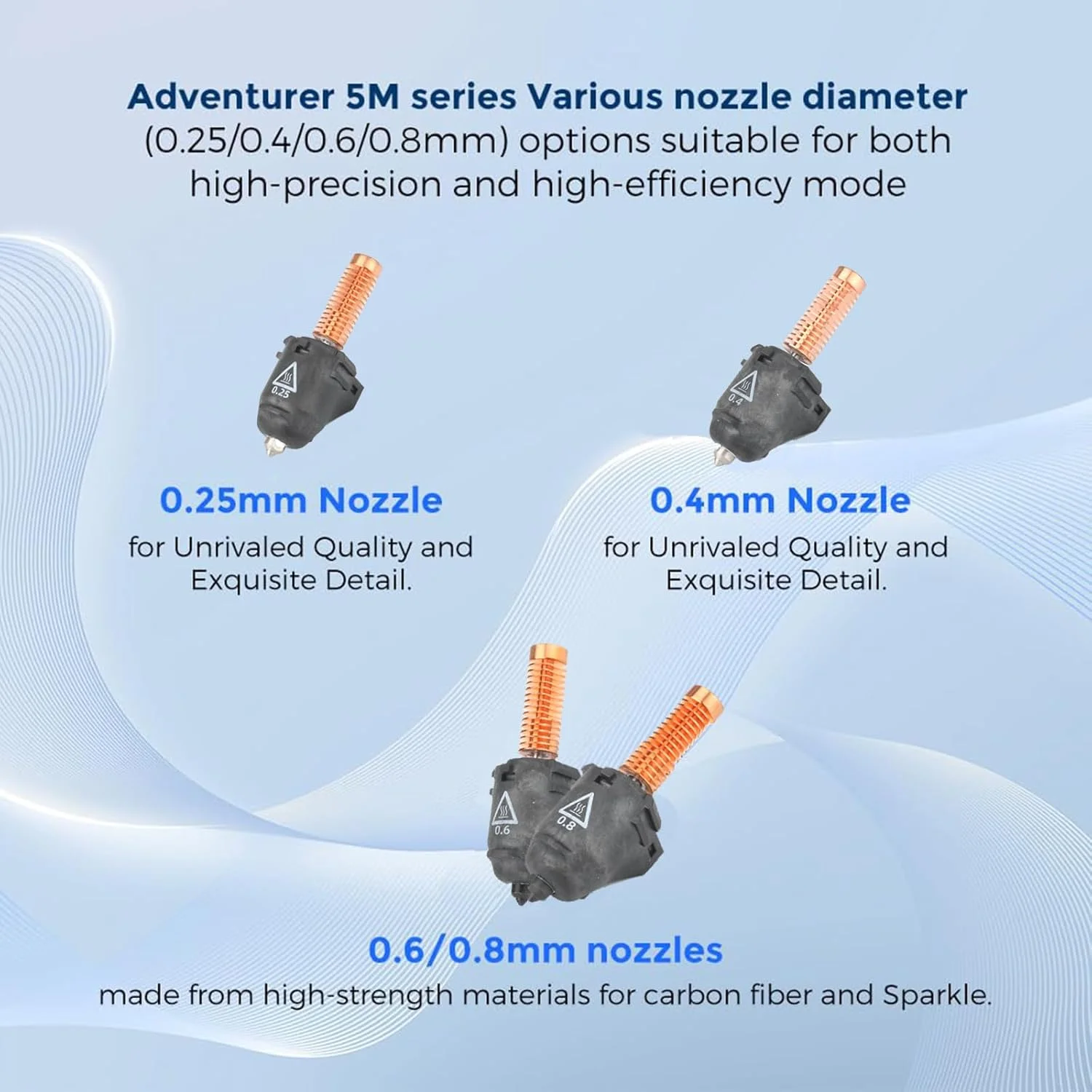 مجموعه نازل LICHIFIT برای پرینتر سه بعدی AD5M / AD5M Pro، حداکثر دمای 280 درجه سانتیگراد و نازل جریان بالا برای Adventurer 5M / 5M Pro