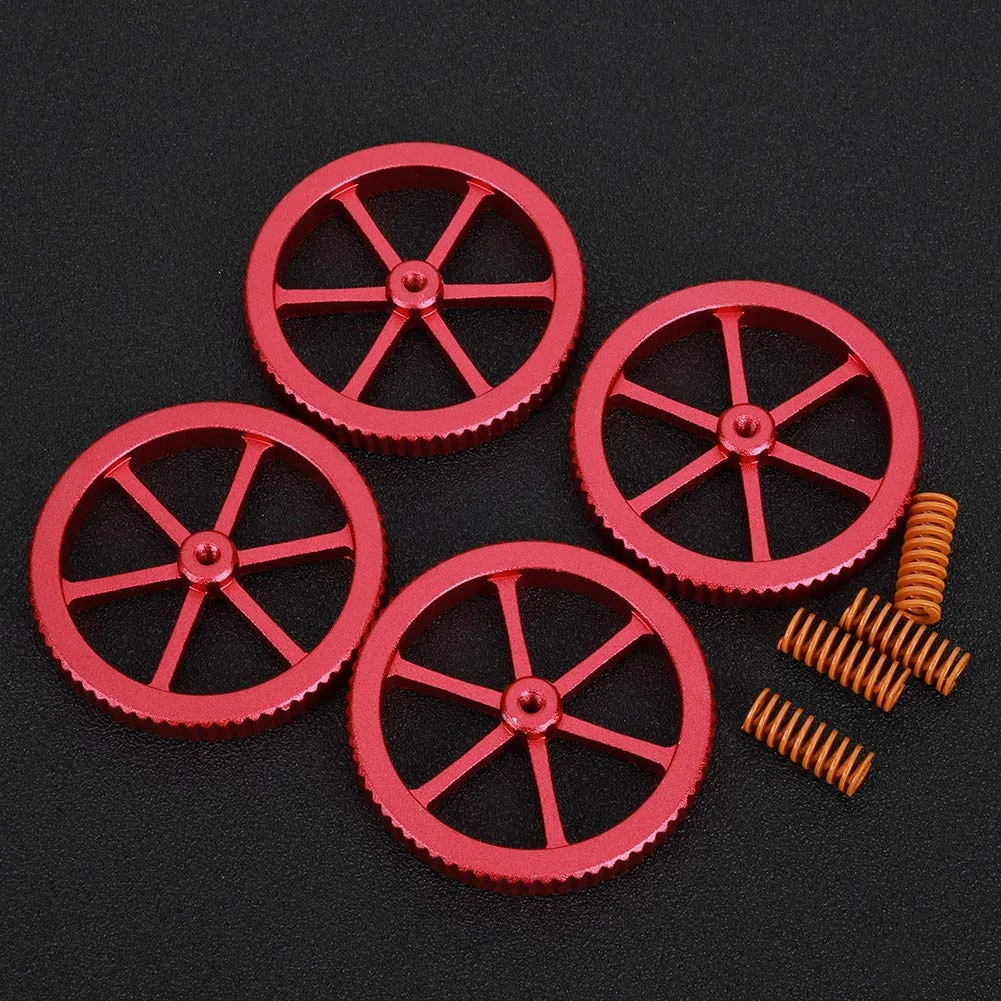 مهره تراز فنری، 4 عدد مهره تراز دستی آلیاژ آلومینیوم و 4 عدد فنر تخت داغ، لوازم جانبی جایگزین مناسب برای Ender، مهره های T