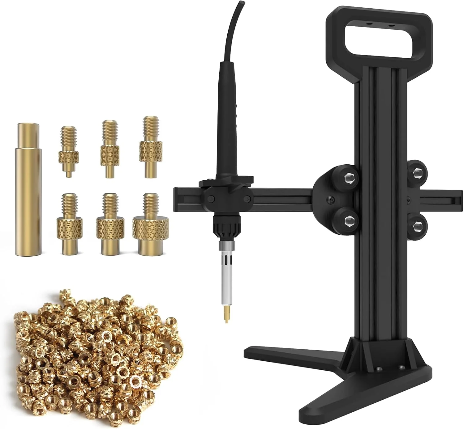 لوازم جانبی پرینتر سه بعدی - دستگاه پرس درج حرارتی برای پروژه های پرینت سه بعدی: با نوک های آهنی برنجی M2 M3 M4 M5 M6 M8 و مهره های رزوه ای M3xH4 M3xH6 و ابزار لحیم کاری