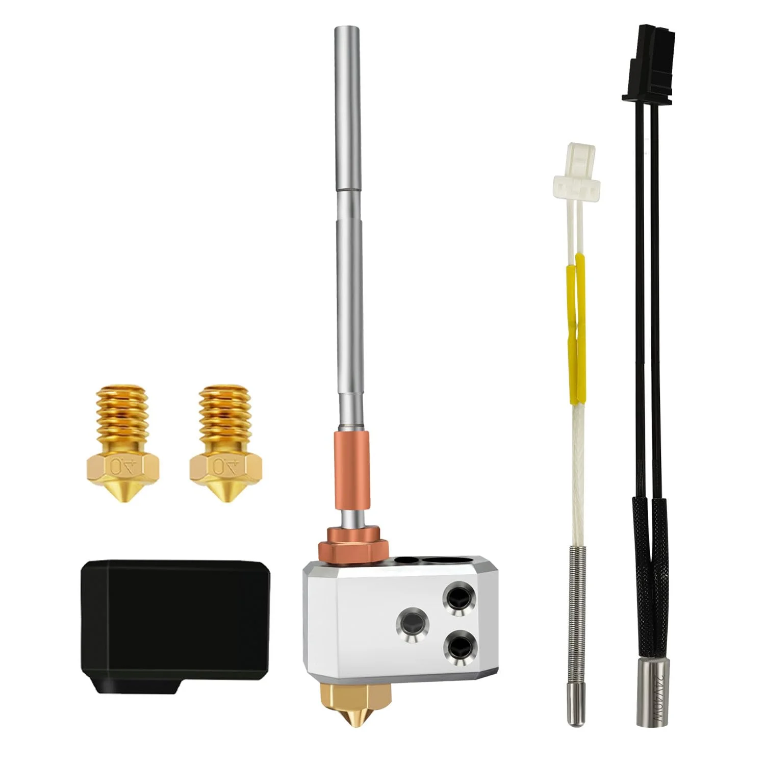 هات‌اند برای پرینترهای Prusa I3 MK4/XL/Core One، بلوک گرمکن هد پرینت 0.4 میلی‌متری، 24 ولت 40 وات، کارتریج گرمایشی، ترمیستور، پوشش سیلیکونی، کیت اکسترودر هد پرینت به همراه 2 عدد نازل برنجی اضافی