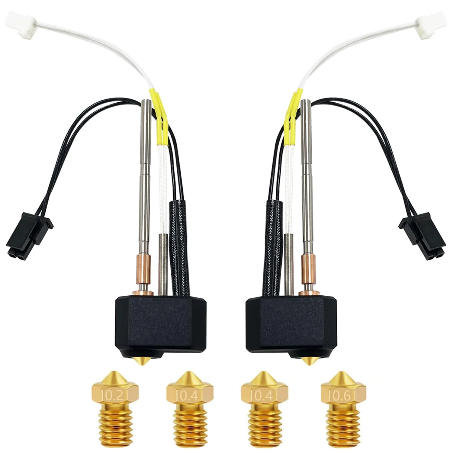 دو عدد هات‌اند برای پروسا I3 MK4/XL/Core One، بلوک گرمکن هد چاپ، کارتریج گرمایشی 24 ولت 40 وات، ترمیستور، کیت اکسترودر، هد چاپ با نازل‌های برنجی اضافی 0.2 میلی‌متر، 0.4 میلی‌متر، 0.6 میلی‌متر و لوازم جانبی