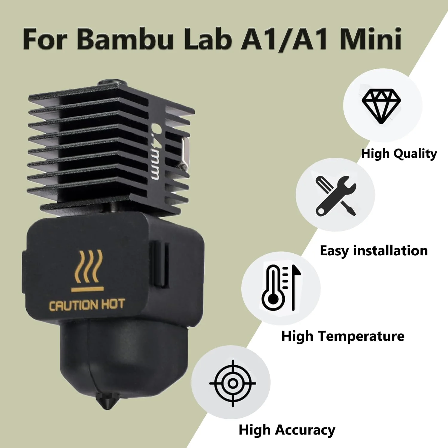 کیت اکسترودر هد چاپ مینی A1 (بسته 3 عددی) ارتقاء نازل فولادی سخت شده 0.4 میلی متری با دمای بالا به همراه 6 عدد روکش سیلیکونی برای لوازم جانبی پرینتر سه بعدی Bambu Lab