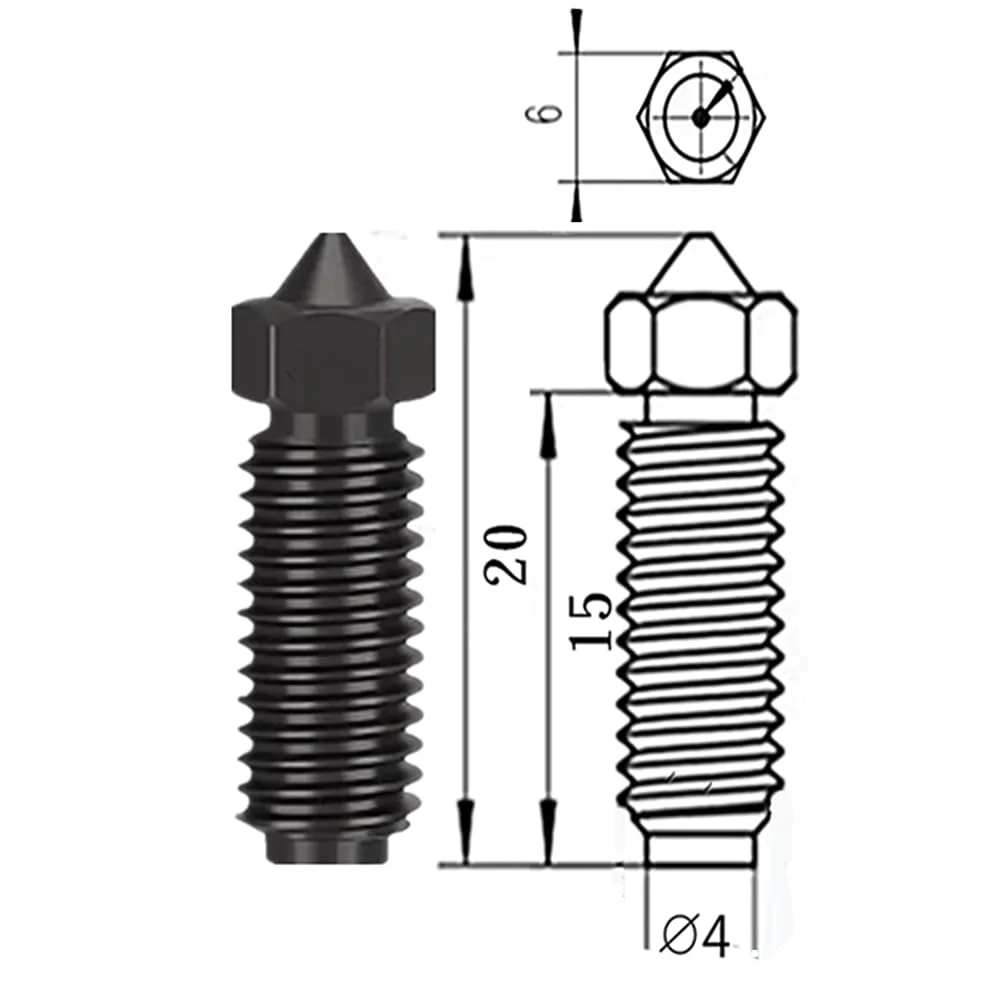 نازل فولادی سخت شده 2 عددی، نازل های مقاوم در برابر درجه حرارت بالا برای اکسترودر هات اند پرینتر سه بعدی Anycubic Kobra 3 (0.6mm)