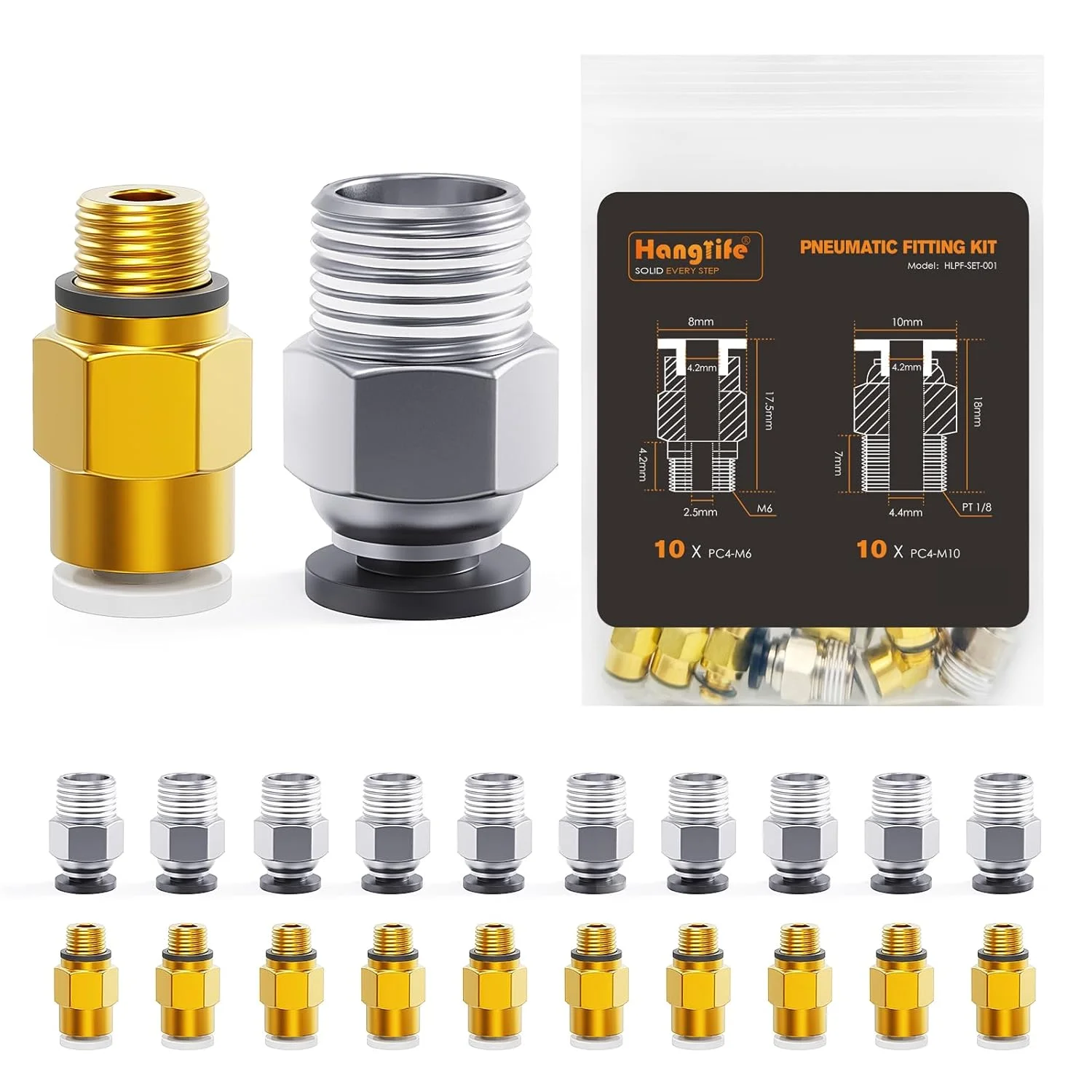 اتصالات لوله بوردن PTFE مدل PC4-M10 و PC4-M6، اتصالات سریع فشاری، کوپلر پنوماتیک فیلامنت 1.75 میلی متری، آداپتور فشاری - لوازم جانبی پرینترهای سه بعدی، ایده آل برای سیستم های پنوماتیک