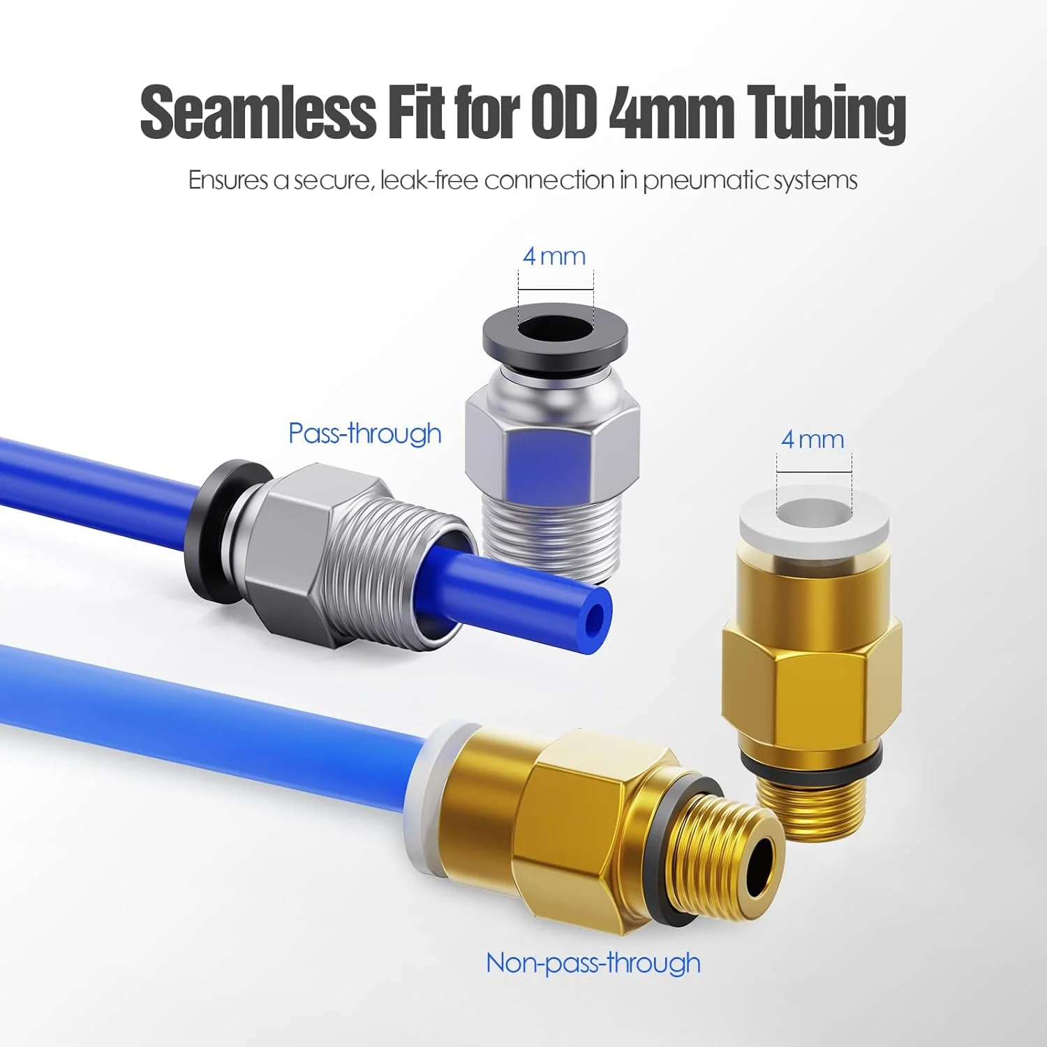 اتصالات لوله بوردن PTFE مدل PC4-M10 و PC4-M6، اتصالات سریع فشاری، کوپلر پنوماتیک فیلامنت 1.75 میلی متری، آداپتور فشاری - لوازم جانبی پرینترهای سه بعدی، ایده آل برای سیستم های پنوماتیک