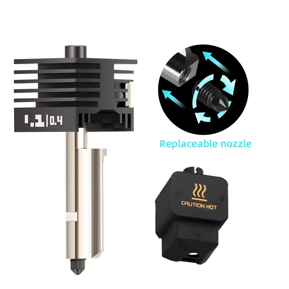 نازل ارتقا یافته H2D هات اند 0.4 میلی متری با نازل فولادی سخت شده قابل تعویض و روکش سیلیکونی سازگار با Bambu Lab H2D، لیزر H2D و لوازم جانبی هات اند پرینتر سه بعدی A1/A1 mini (استاندارد)