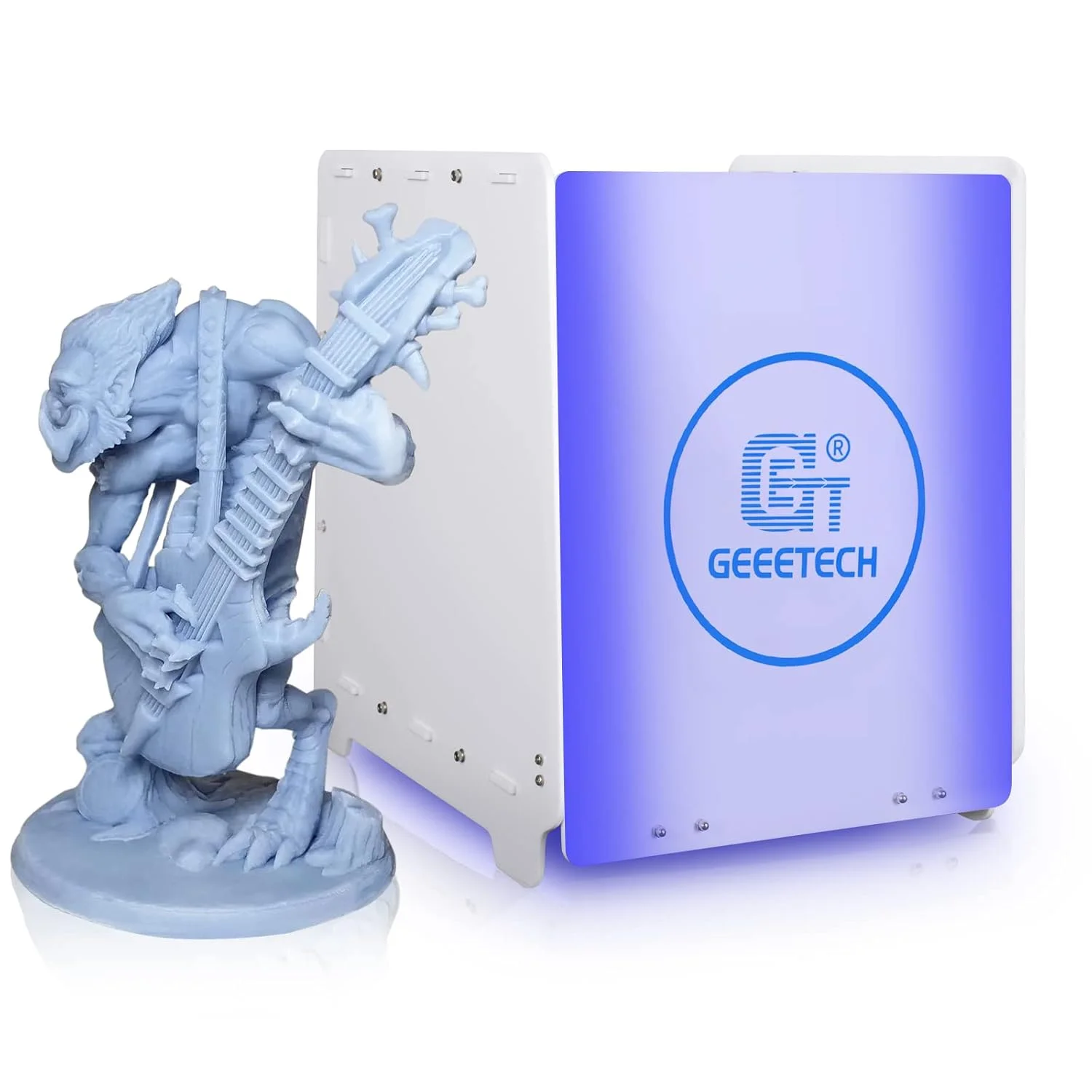 دستگاه کیورینگ UV بزرگ برای رزین، جعبه نور کیورینگ UV ارتقا یافته Geeetech GCB-2 405 نانومتری با صفحه گردان 360 درجه، تایمر هوشمند، اندازه بزرگ 27x29x34 سانتی متر، مناسب برای پرینترهای رزینی سه بعدی LCD/DLP/SLA