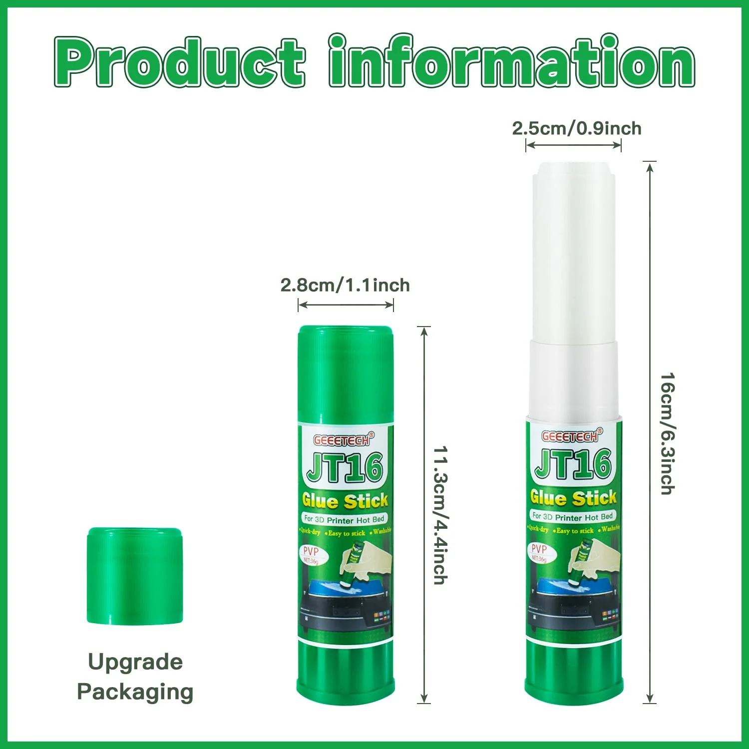 چسب ماتیکی پرینتر سه بعدی Geeetech بسته 6 عددی، چسب بستر پرینتر سه بعدی برای چاپ بستر گرم، 36 گرم هر کدام، قابل شستشو، چسب جامد PVP برای PLA/ABS/PETG/PC/PA/TPU برای برداشتن مدل های چاپی