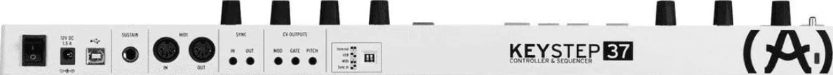 کنترلر MIDI آرتوریا KeyStep 37، دارای 37 کلید کوچک حساس به velocity، سکوئنسر 64 مرحله ای، 4 کنترلر قابل تنظیم، نوار LED RGB، آرپژیاتور، سفید | KeyStep 37