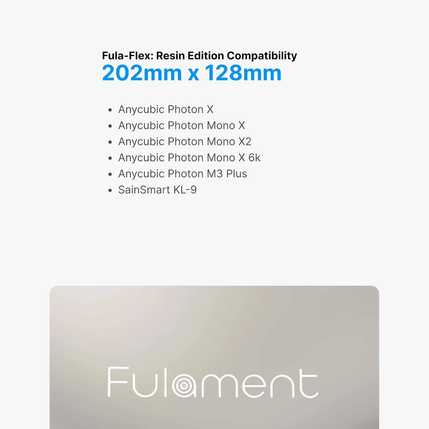 صفحه انعطاف پذیر رزینی سه بعدی | مناسب برای Anycubic Mono X، Mono X2، Photon X و Photon Mono X 6K | Fula-Flex: نسخه رزینی | پلتفرم تخت مغناطیسی فولاد ضد زنگ | 202 x 128