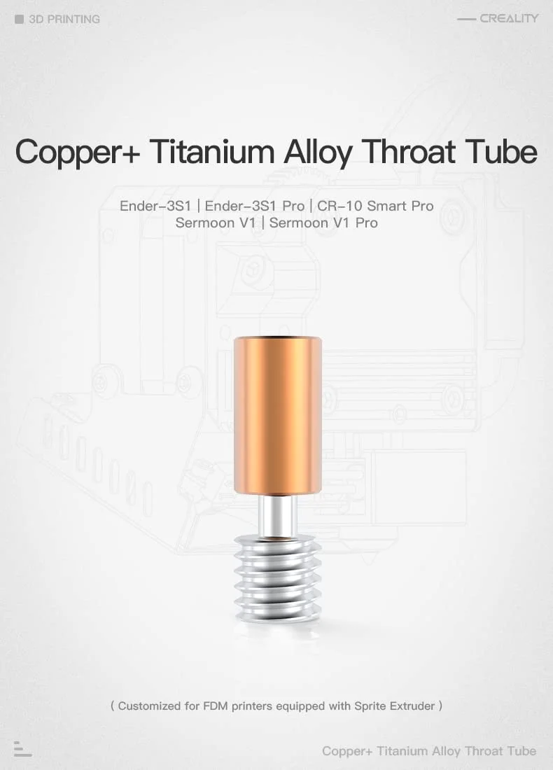 کیت بلوک گرمایشی اکسترودر Creality Original Sprite Pro، گلوگاه حرارتی تیتانیومی با دمای بالای 300 درجه سانتیگراد، نازل مسی آبکاری شده، سازگار با پرینتر سه بعدی Ender-3S1/Ender-3S1 Pro/Plus، CR-10 Smart Pro