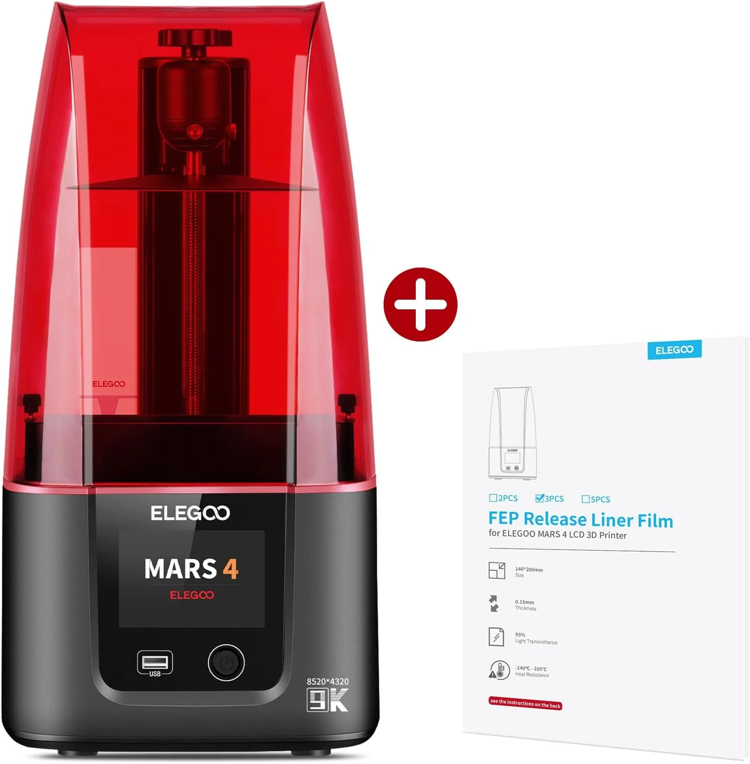 پرینتر سه بعدی رزینی ELEGOO Mars 4 به همراه فیلم رهاساز FEP سه عددی ELEGOO