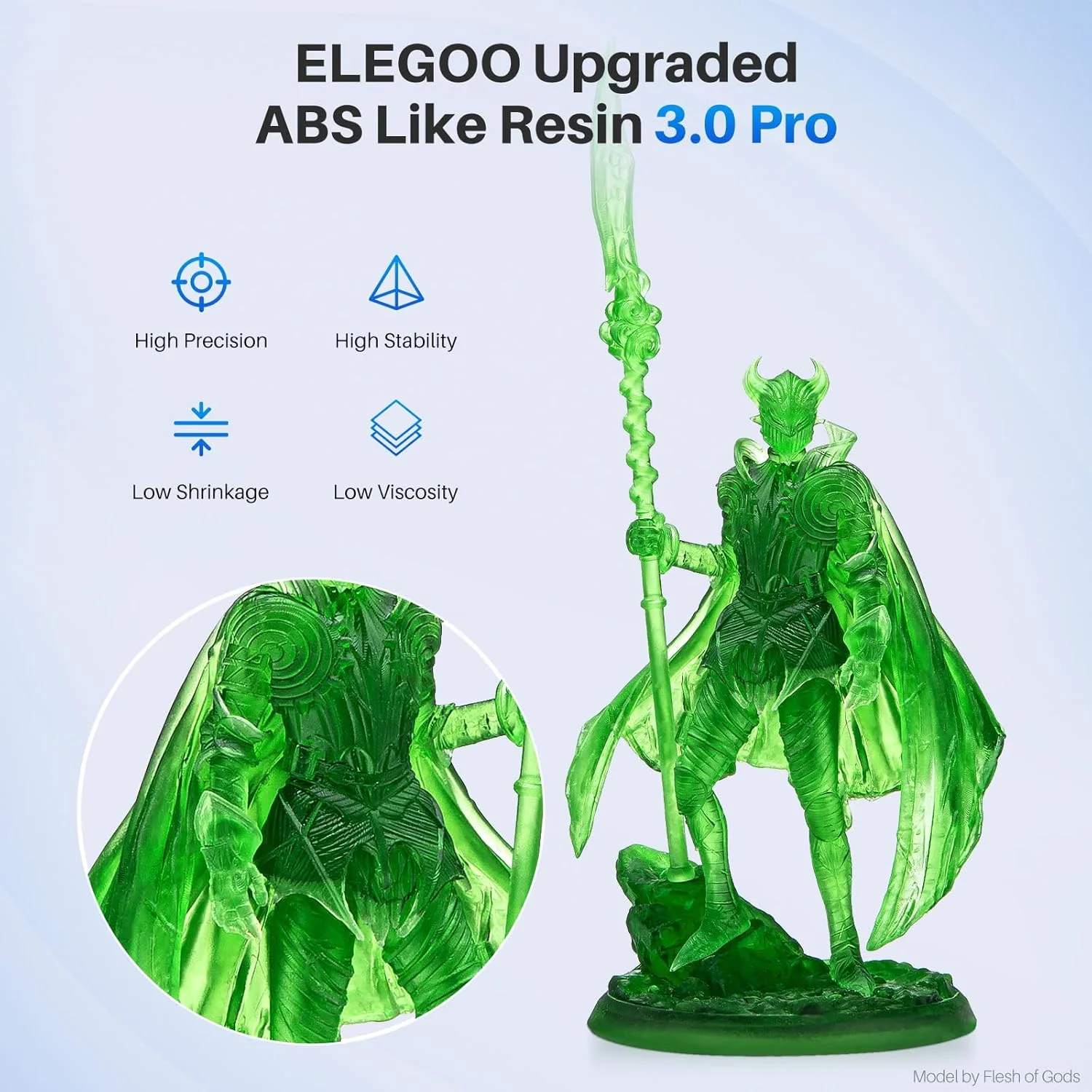 رزین ELEGOO ABS-Like 3.0 Pro، رزین فوتوپلیمری چاپ سه بعدی با مقاومت بالاتر در برابر خراش، رزین UV 405 نانومتری برای پرینترهای MSLA/DLP/LCD، پخت سریع، دقت بالا، غیر شکننده، سبز شفاف 1000 گرمی رزین ELEGOO ABS-Like 3.0 Pro، رزین فوتوپلیمری چاپ سه بعدی با مقاومت بالاتر در برابر خراش، رزین UV 405 نانومتری برای پرینترهای MSLA/DLP/LCD، پخت سریع، دقت بالا، غیر شکننده، سبز شفاف 1000 گرمی