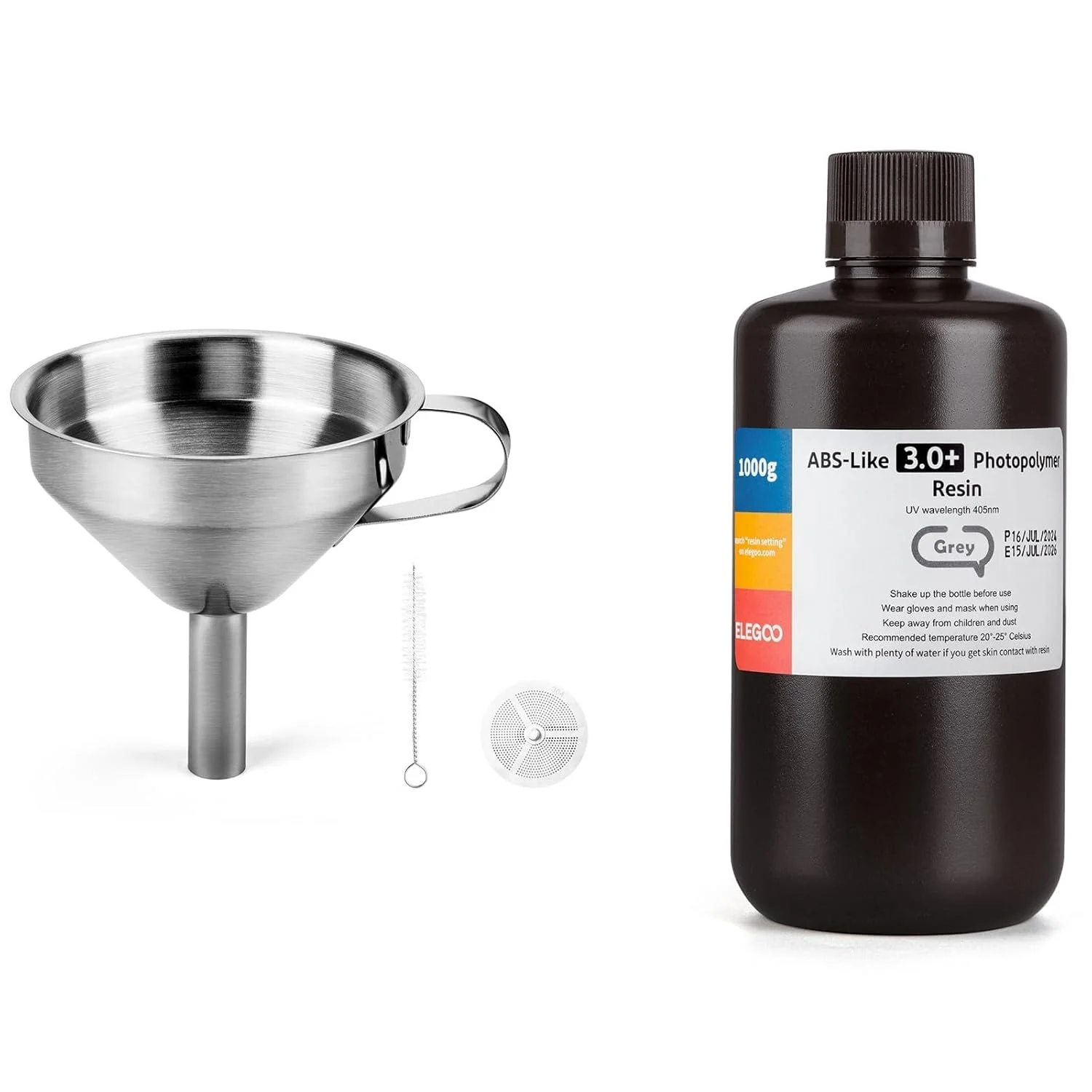 قیف استیل ضد زنگ ELEGOO 3D و رزین خاکستری ABS-Like 3.0+ ELEGOO 1000 گرمی