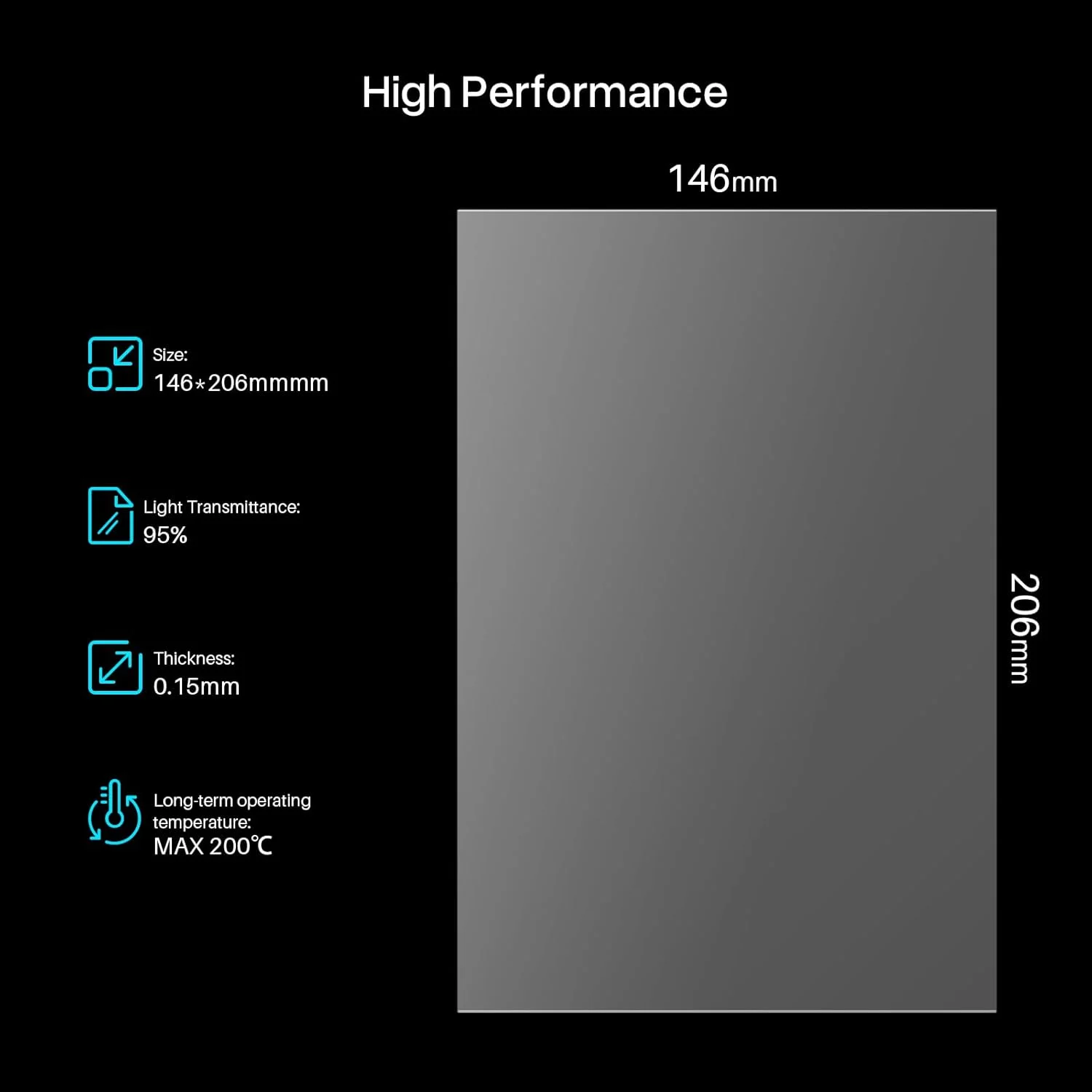 فیلم رهاسازی FEP ELEGOO بسته 5 عددی برای پرینتر سه بعدی LCD Mars 4/ Mars 5/ Mars 5 Ultra با 95% انتقال نور، 206 * 146 میلی متر، ضخامت 0.15 میلی متر