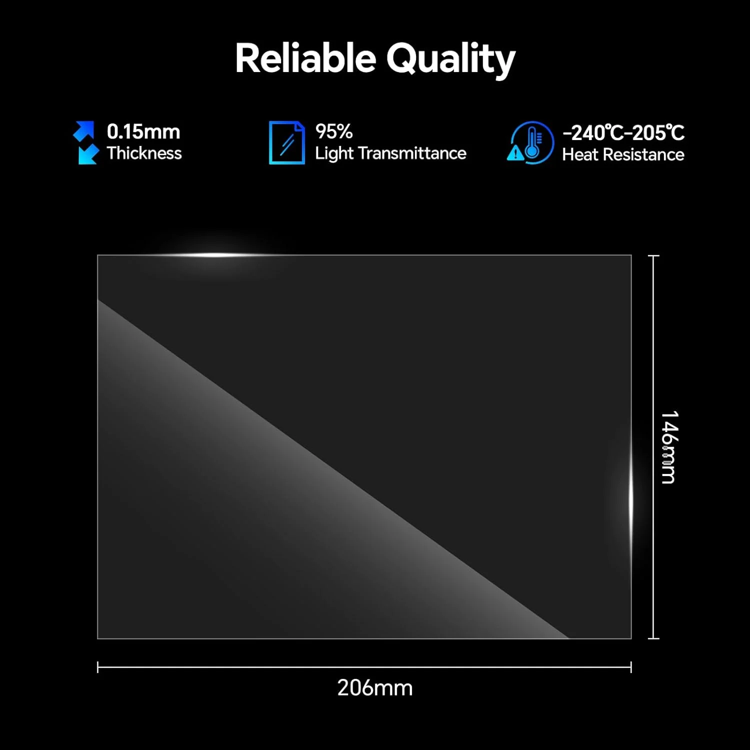 فیلم رهاساز FEP ELEGOO، بسته 3 عددی، مناسب برای پرینترهای سه بعدی رزینی ELEGOO Mars 4، Mars 5 و Mars 5 Ultra، ابعاد 206mm*146mm، ضخامت 0.15mm
