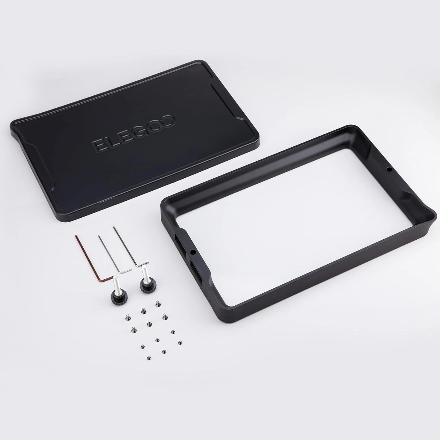 مخزن رزین فلزی ELEGOO، دارای لایه رهاسازی PFA از پیش نصب شده، به همراه 3 آچار آلن، تشت رزین برای پرینتر سه بعدی LCD ELEGOO Jupiter SE، ابعاد 372.8 * 234.3 * 35 میلی متر