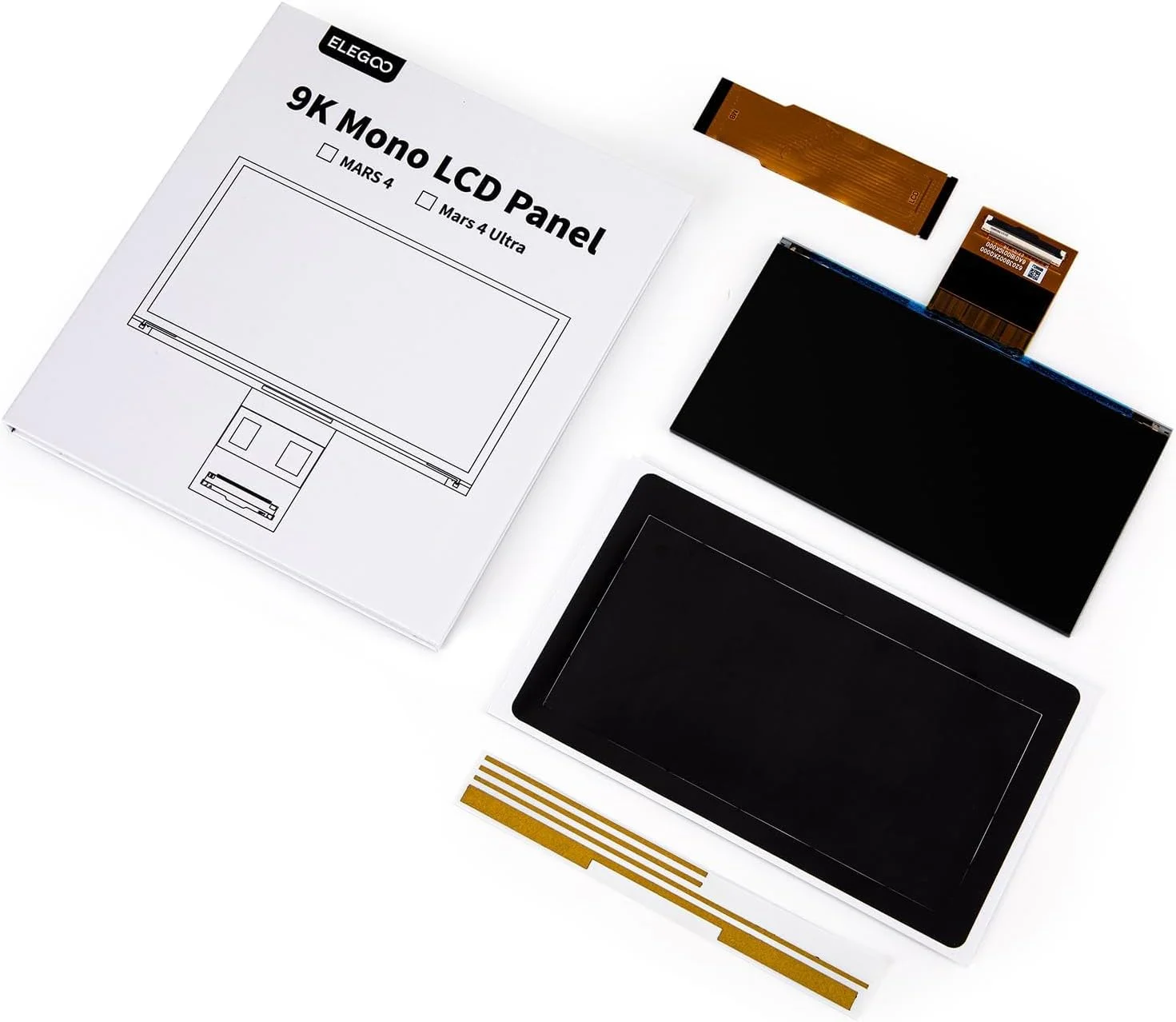 ال سی دی 7 اینچی مونوکروم 9K با رزولوشن 8520x4320 و محافظ شیشه ای تمپرد 9H، سازگار با پرینتر سه بعدی رزینی Mars 4 Ultra