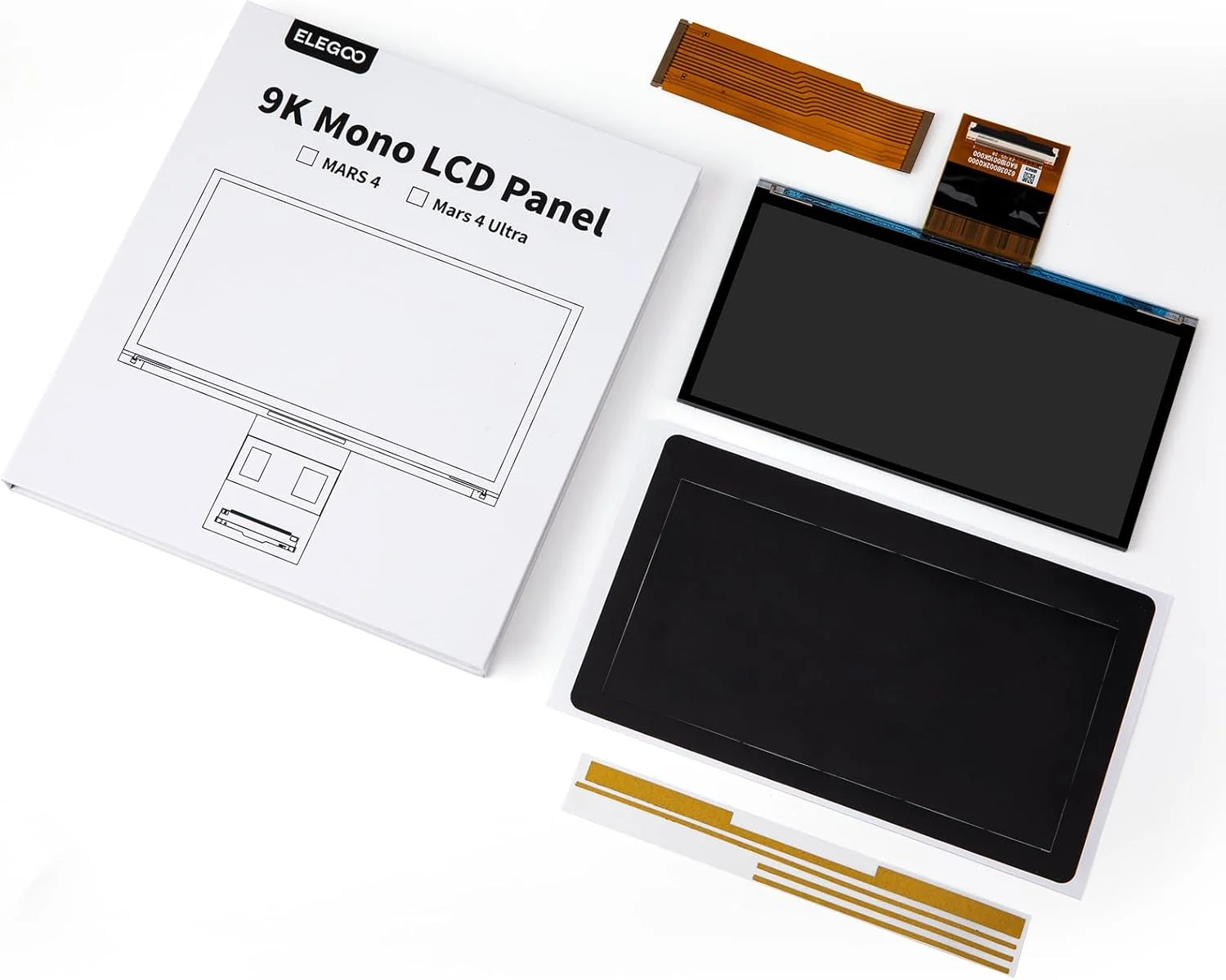 ال سی دی 7 اینچی مونوکروم 9K ELEGOO با رزولوشن 8520x4320، سازگار با پرینتر سه بعدی رزینی Mars 4