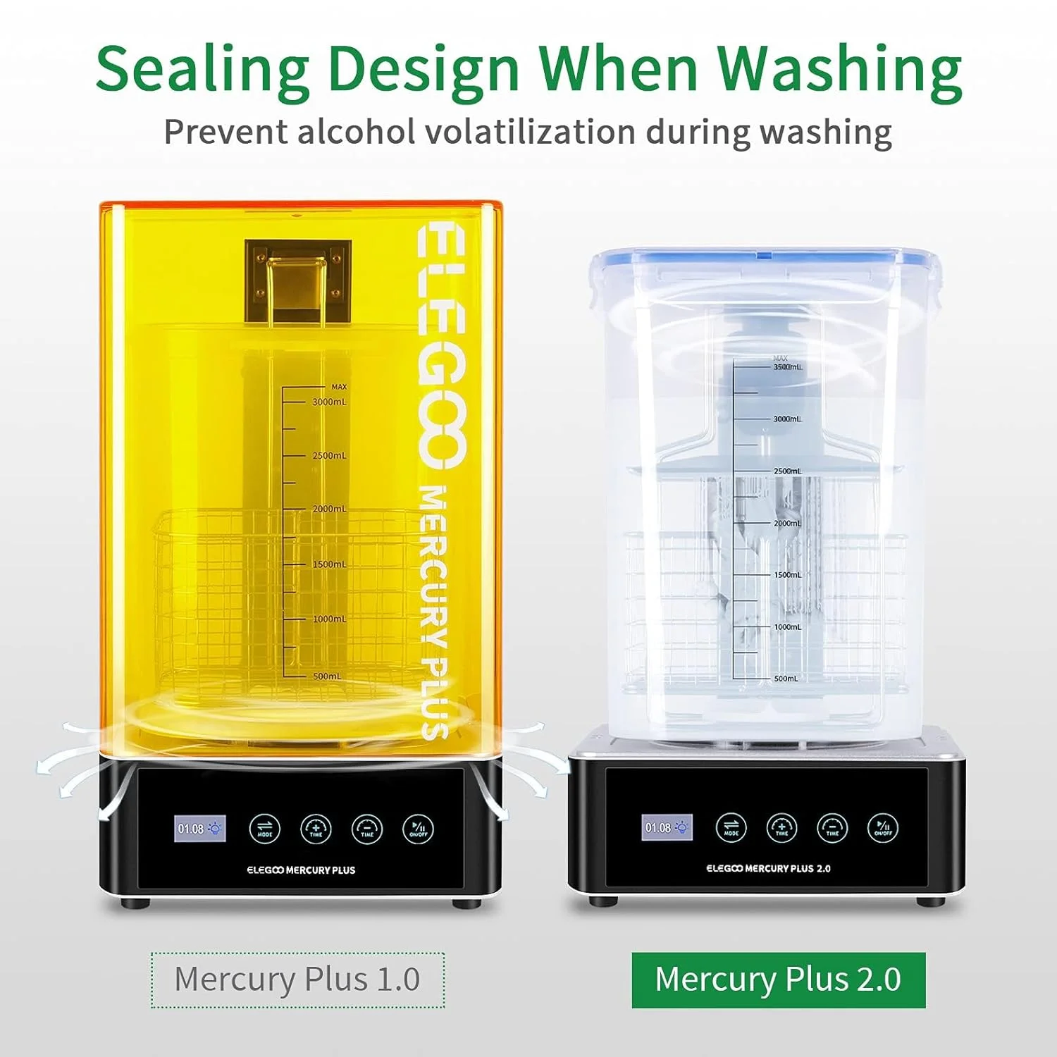 دستگاه شستشو و کیور ELEGOO Mercury Plus 2.0 به همراه مینی هیتر ELEGOO برای پرینتر سه بعدی رزینی