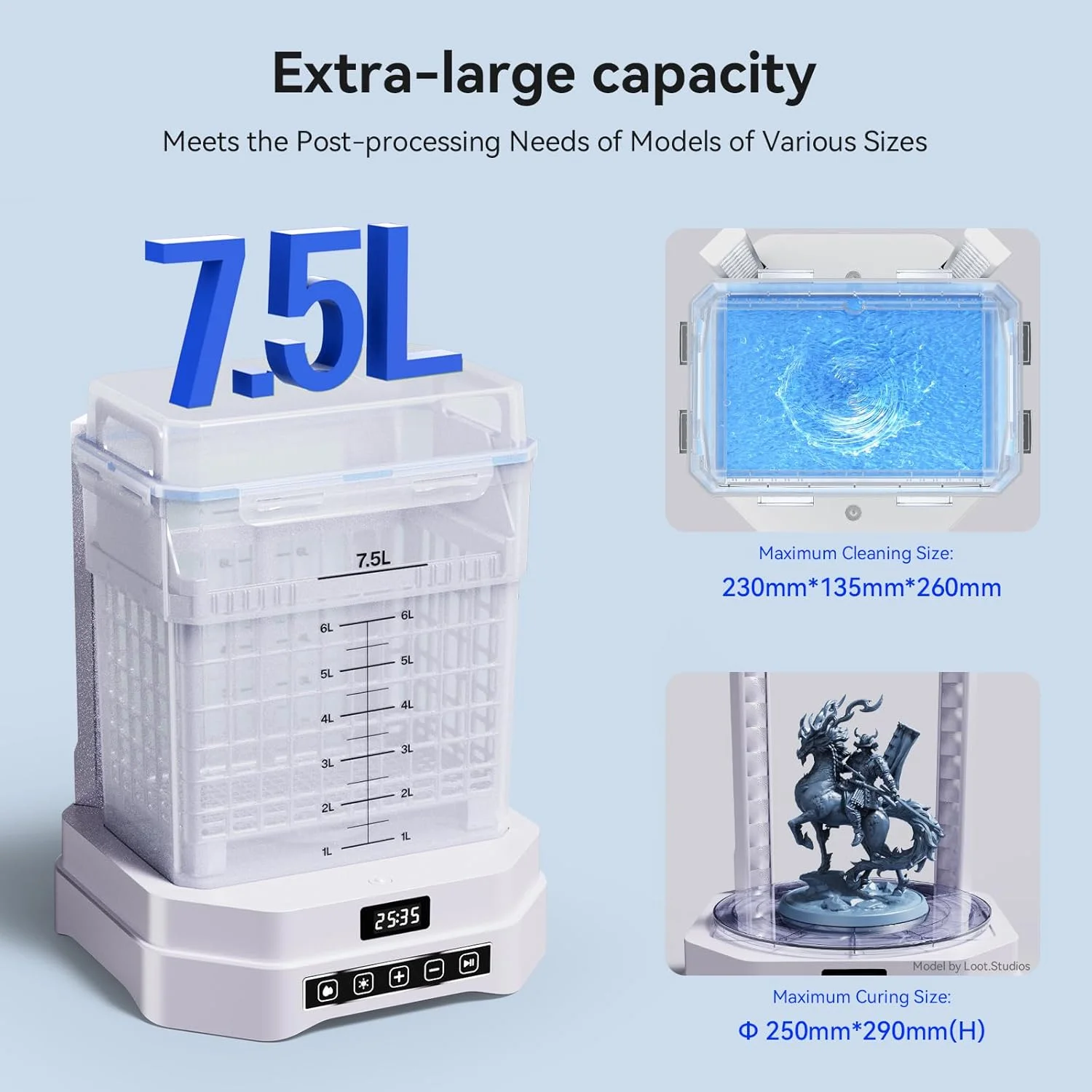 دستگاه شستشو و کیور ELEGOO Mercury Plus V3.0 و رزین پرینتر سه بعدی ELEGOO ABS-Like 3.0+ خاکستری 1000 گرمی