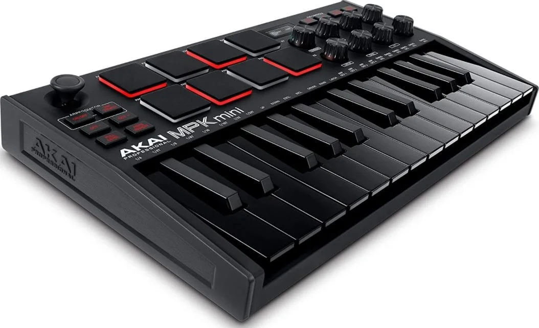 AKAI Professional MPK Mini MK3، کنترلر صفحه کلید MIDI USB با 25 کلید با 8 پد درام با نور پس زمینه، 8 دستگیره و نرم افزار تولید موسیقی (مشکی) | MPKMINI3BLK AKAI Professional MPK Mini MK3، کنترلر صفحه کلید MIDI USB با 25 کلید با 8 پد درام با نور پس زمینه، 8 دستگیره و نرم افزار تولید موسیقی (مشکی) | MPKMINI3BLK