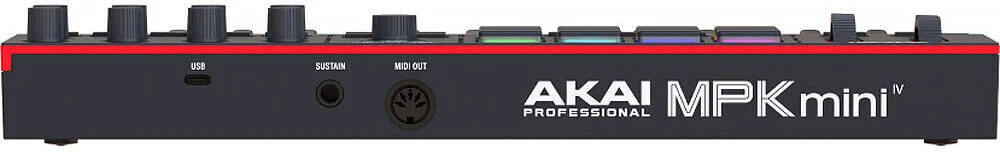 کنترلر میدی کیبورد USB-C آکای پروفشنال MPK Mini IV، دارای 25 کلید حساس به سرعت، صفحه نمایش تمام رنگی، فیدبک VST، پیچ واقعی، چرخ های مدولاسیون، 8 دکمه چرخشی قابل تنظیم، مشکی | MPKMINI4B