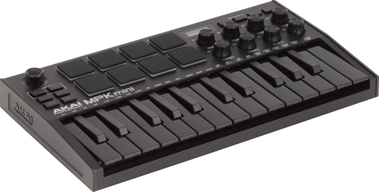 AKAI Professional MPK Mini MK3، کنترلر صفحه کلید MIDI USB با 25 کلید با 8 پد درام با نور پس زمینه، 8 دستگیره و نرم افزار تولید موسیقی (مشکی) | MPKMINI3BLK AKAI Professional MPK Mini MK3، کنترلر صفحه کلید MIDI USB با 25 کلید با 8 پد درام با نور پس زمینه، 8 دستگیره و نرم افزار تولید موسیقی (مشکی) | MPKMINI3BLK
