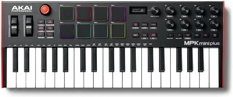 کنترلر کیبورد AKAI MPK Mini Plus، ۳۷ کلید حساس به ضربه، ۸ پد MPC X، ۸ ناب چرخشی قابل تنظیم، نمایشگر OLED، USB MIDI و منبع تغذیه، نرم افزار تولید MPC Beats، مشکی | MPK MINI PLUS کنترلر کیبورد AKAI MPK Mini Plus، ۳۷ کلید حساس به ضربه، ۸ پد MPC X، ۸ ناب چرخشی قابل تنظیم، نمایشگر OLED، USB MIDI و منبع تغذیه، نرم افزار تولید MPC Beats، مشکی | MPK MINI PLUS
