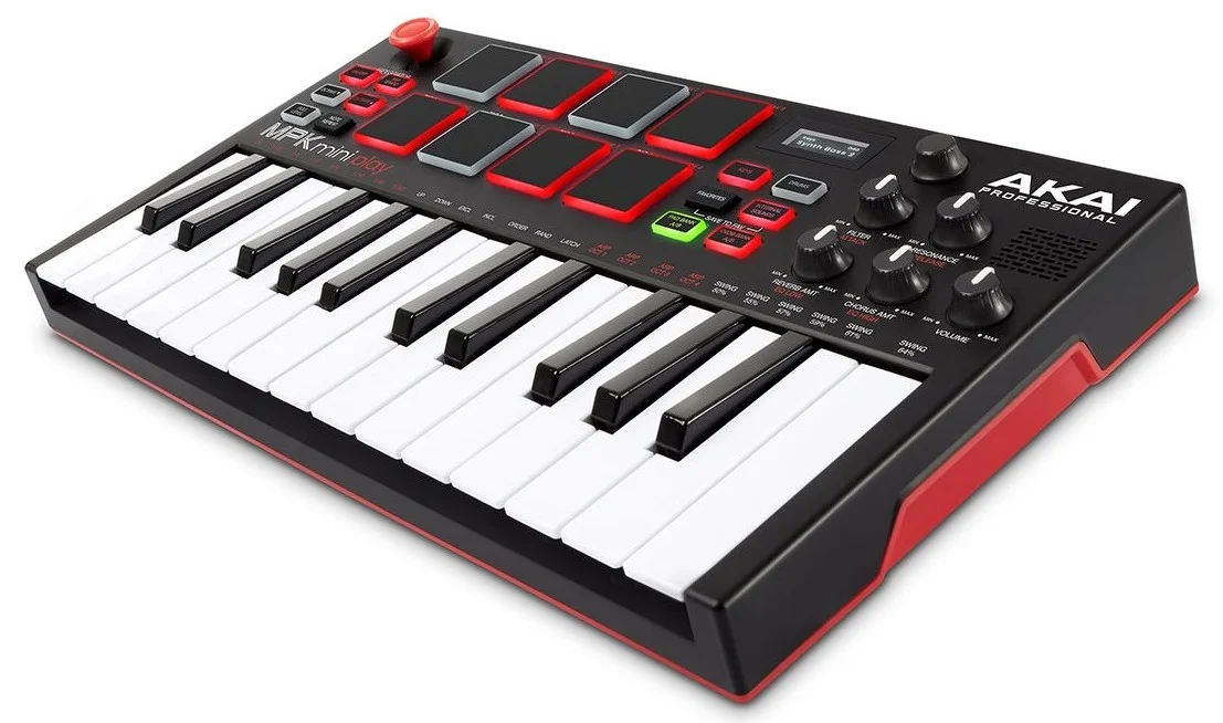 کنترلر MIDI آکای MPK Mini Play، با بلندگوی داخلی، تغذیه با باتری، نمایشگر OLED، 25 کلید مینی، جوی استیک 4 جهته، آرپژیاتور داخلی، مشکی | MPKMINIPLAYXEU کنترلر MIDI آکای MPK Mini Play، با بلندگوی داخلی، تغذیه با باتری، نمایشگر OLED، 25 کلید مینی، جوی استیک 4 جهته، آرپژیاتور داخلی، مشکی | MPKMINIPLAYXEU