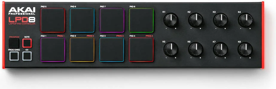 کنترلر پد لپتاپ Akai Professional LPD8 MK2، دارای 8 پد RGB حساس به ضربه MPC، 8 ناب چرخشی قابل تنظیم، پورت USB بادوام با اندازه کامل، قابلیت ارسال کنترل برنامه و CC، مشکی | LPD8MK2 کنترلر پد لپتاپ Akai Professional LPD8 MK2، دارای 8 پد RGB حساس به ضربه MPC، 8 ناب چرخشی قابل تنظیم، پورت USB بادوام با اندازه کامل، قابلیت ارسال کنترل برنامه و CC، مشکی | LPD8MK2