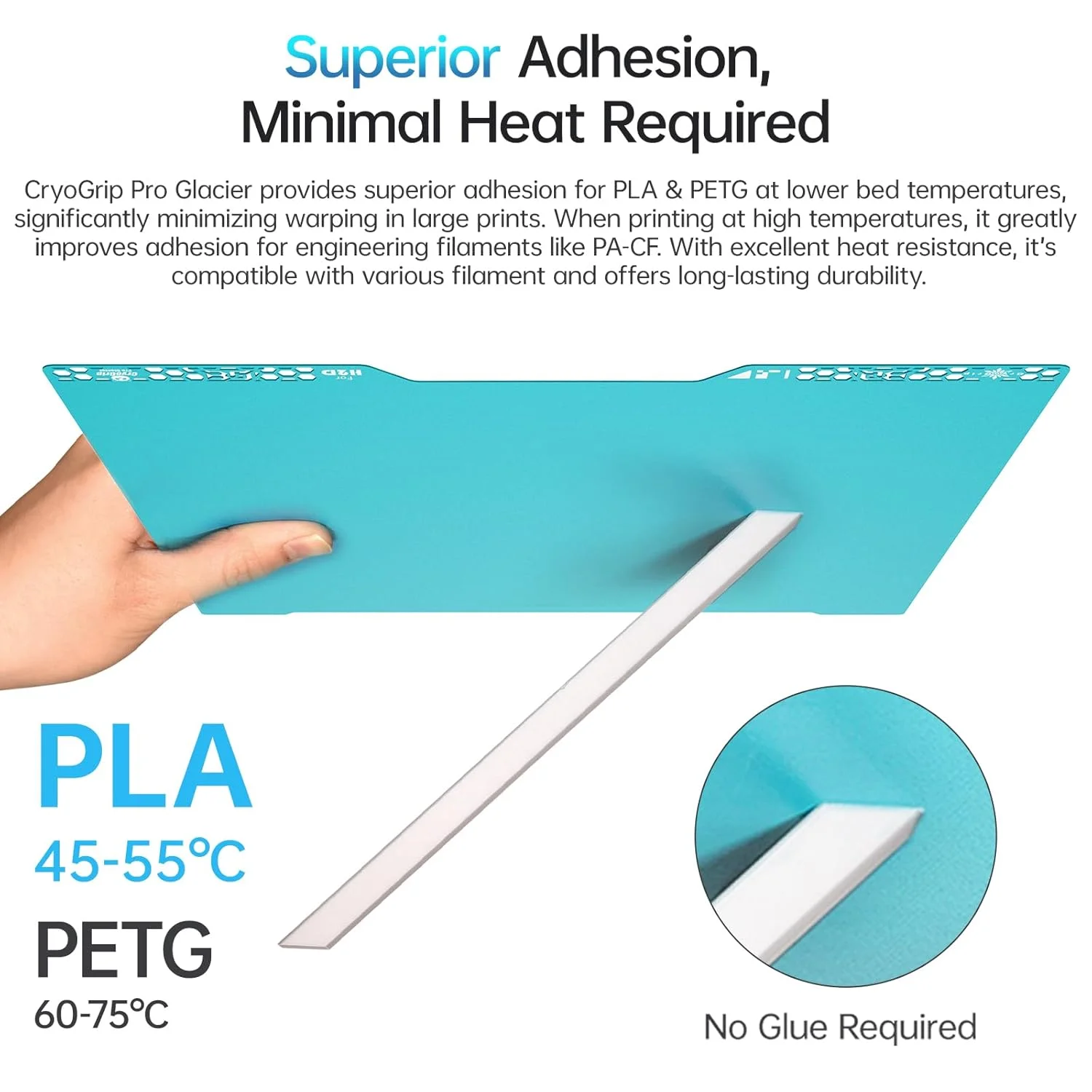 صفحه ساخت یخچالی BIQU CryoGrip Pro Glacier ابعاد 346 x 355mm + کاردک پرینتر سه بعدی Panda Edge، برای پرینتر سه بعدی Bambu-Lab H2D