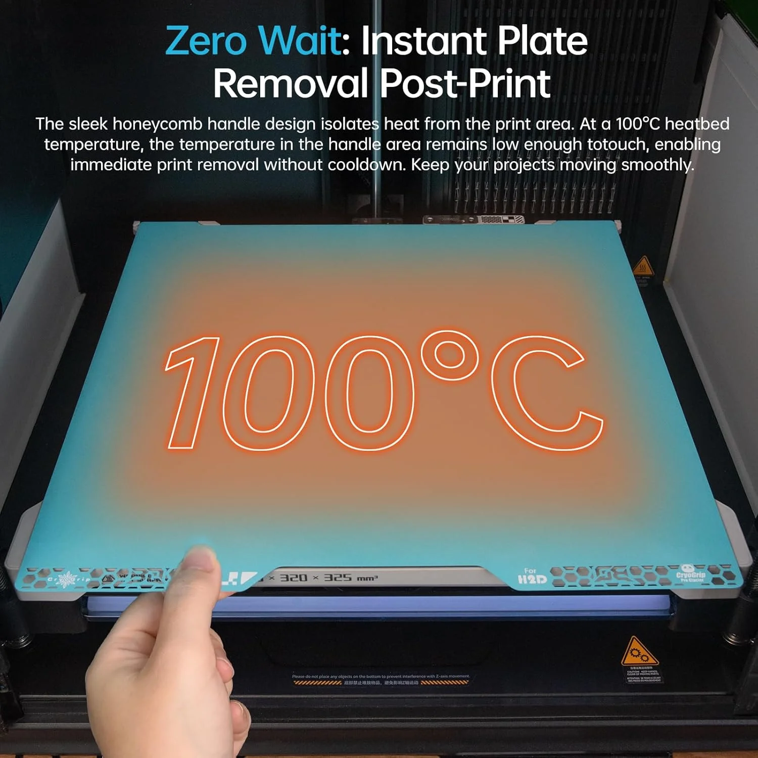 صفحه ساخت یخچالی BIQU CryoGrip Pro Glacier ابعاد 346 x 355mm + کاردک پرینتر سه بعدی Panda Edge، برای پرینتر سه بعدی Bambu-Lab H2D