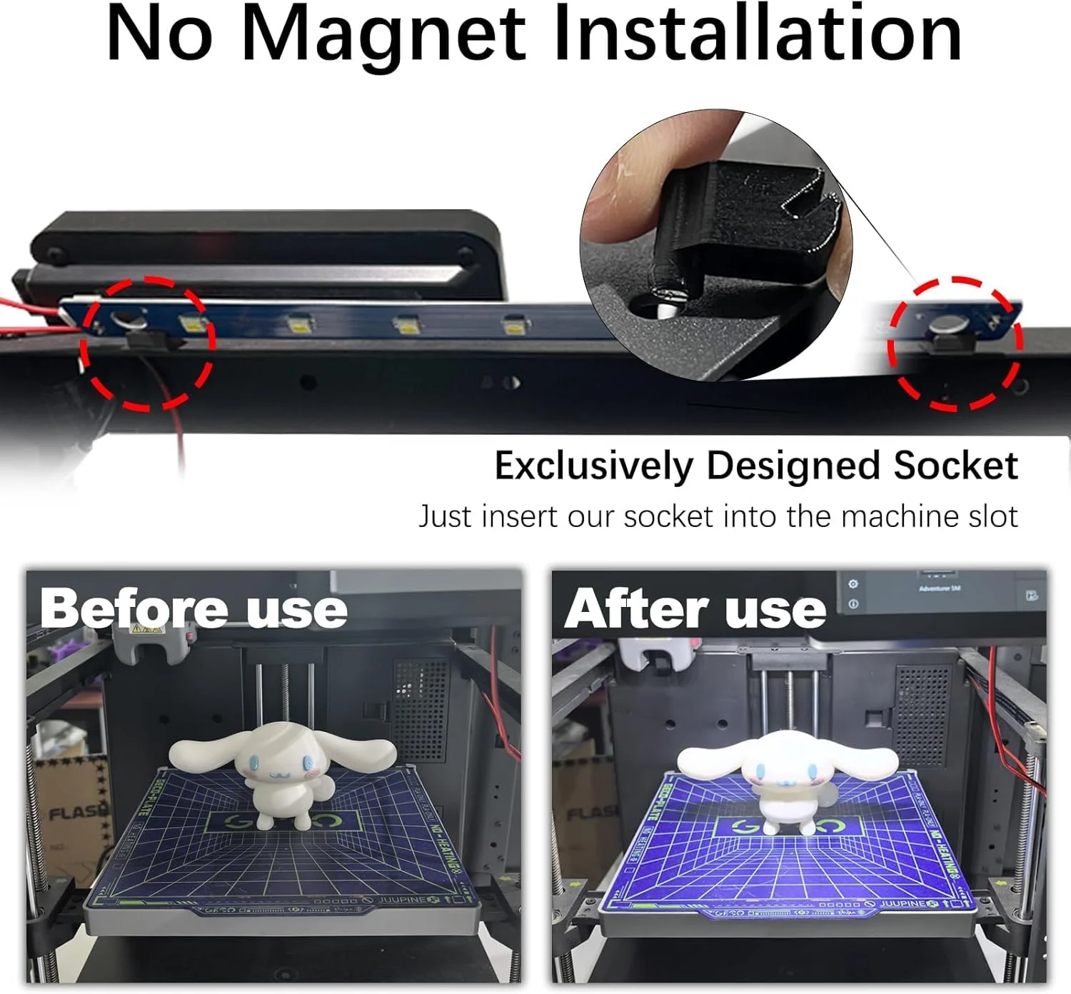 ست 2 عددی چراغ ال ای دی AD5M با قطعات چاپی خلاقانه، نصب آسان بدون نیاز به آهنربا برای Flashforge Adventurer 5M/5M Pro، کیت لامپ 24 ولت، نوار ال ای دی 7 مهره ای سفید سرد روشن برای پرینتر سه بعدی، لامپ پرینتر سه بعدی