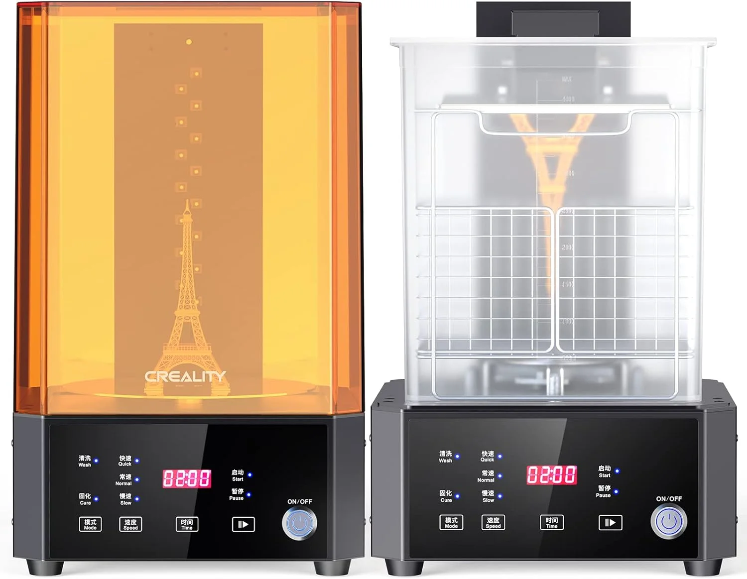 دستگاه شستشو و کیورینگ مدل UW-01 Creality، دستگاه 2 در 1 رزین پرینتر سه بعدی، باکس چرخشی کیورینگ UV برای LCD/DLP/SLA، اندازه شستشو 190x154x200 میلی متر