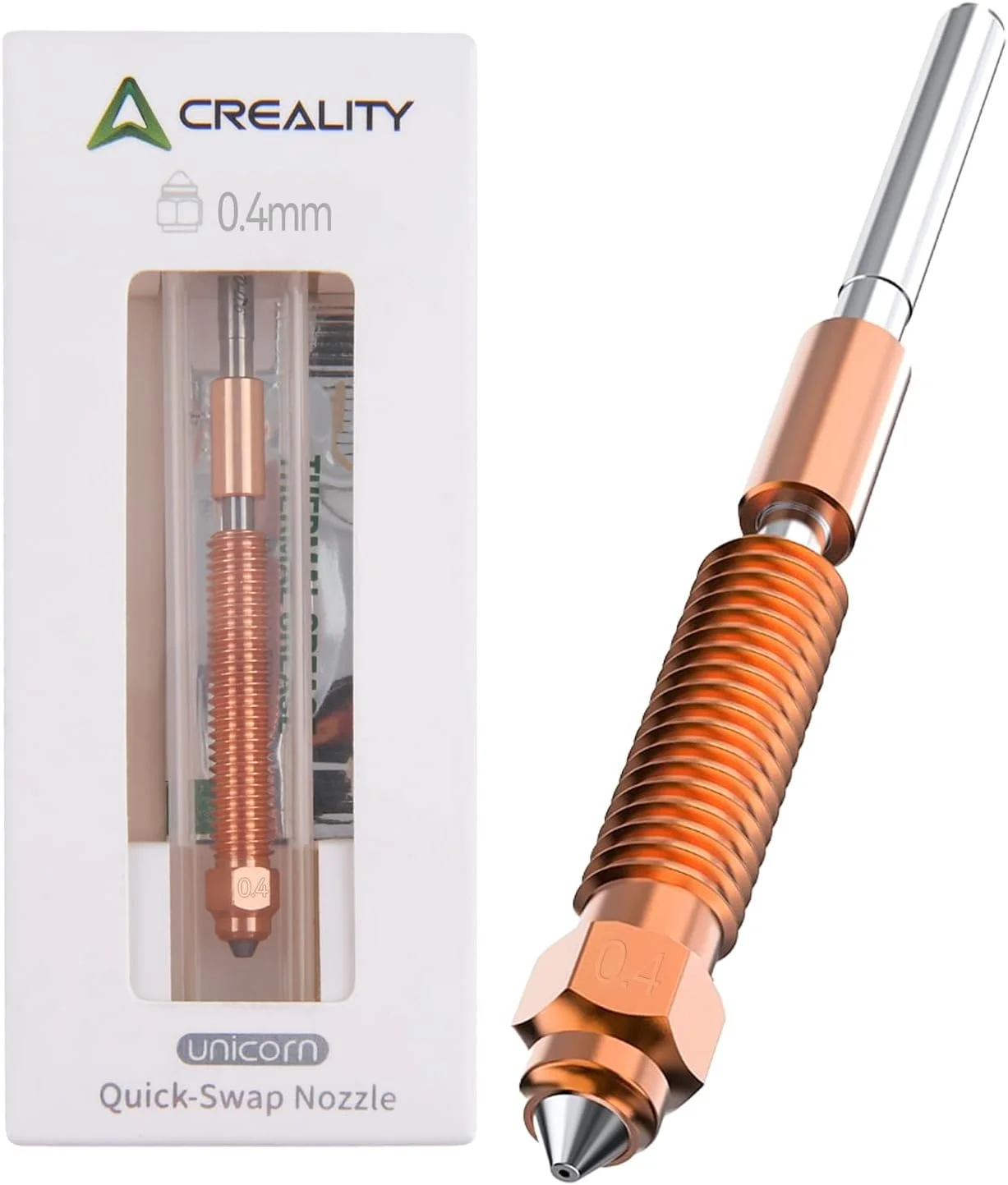 نازل 0.4 میلی‌متری Creality K1C، نازل تعویض سریع "تک شاخ" Ender 3 V3 Plus با هیت بریک آلیاژ تیتانیوم، آلیاژ مس و فولاد سخت شده برای پرینتر سه بعدی K1C/K1 SE/K1 Max/Ender 3 V3/Plus