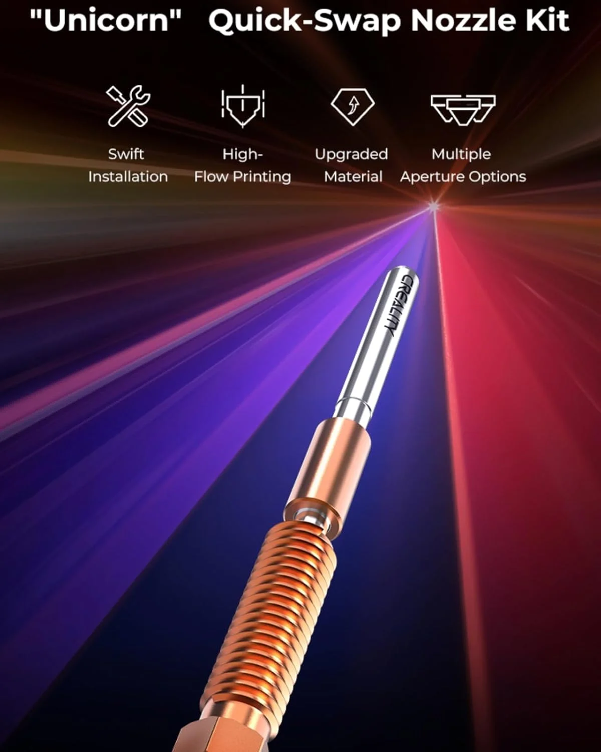 نازل های رسمی کرالیتی K1C/K1/K1 Max/Ender 3 V3 SE/3 V3 KE/3 V3/3 V3 Plus در اندازه های 0.4، 0.6 و 0.8 میلی متر، بسته 4 عددی به همراه 2 بسته خمیر حرارتی کرالیتی برای هات اند و نازل پرینتر سه بعدی