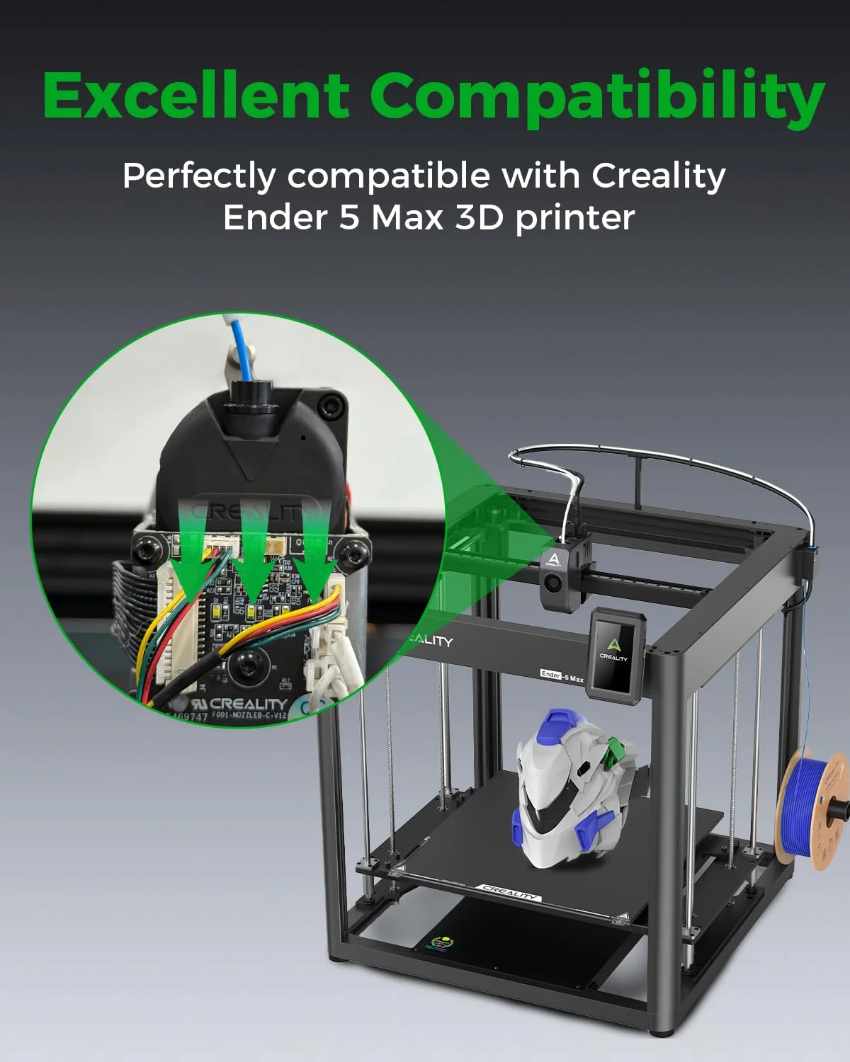 کیت اکسترودر رسمی Creality Ender 5 Max، اکستروژن با گشتاور بالا، نیروی تا 80 نیوتن برای تغذیه روان فیلامنت، درایو دنده دوگانه، نسبت 6.25:1، قطعات اصلی پرینتر سه بعدی