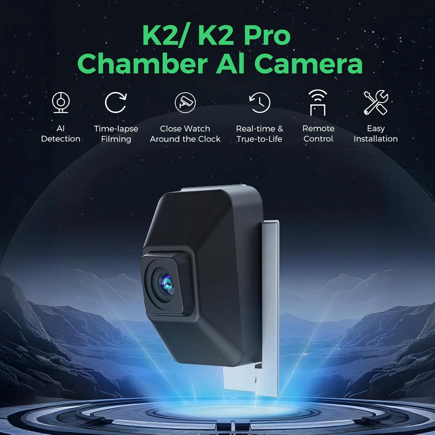 دوربین هوش مصنوعی Creality K2 Pro/ K2، لوازم جانبی رسمی ارتقاء محفظه دوربین هوش مصنوعی 1080P، تصویر واضح، تشخیص هوش مصنوعی، فیلمبرداری Time-lapse برای پرینترهای سه بعدی Creality K2 Combo/ K2 Pro Combo