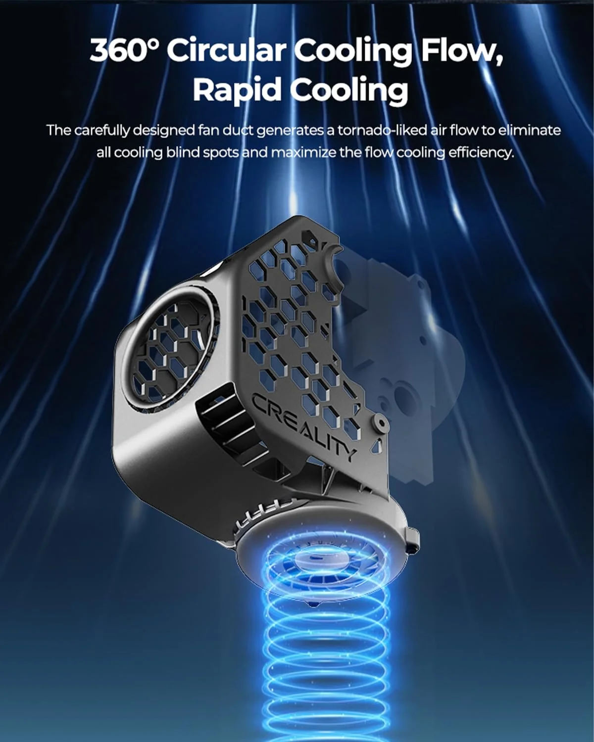 داکت فن ناتیلوس Creality x BEN2C، لوازم جانبی ارتقاء پرینتر سه بعدی K1 Max، جریان خنک کننده دایره ای 360 درجه، بهبود عالی کیفیت چاپ Overhang، کاهش مواد پشتیبانی و زمان چاپ