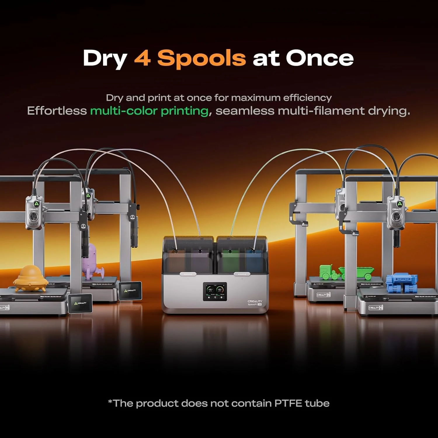 جعبه خشک کننده فیلامنت Creality Space Pi X4، ارتقاء جدید محفظه نگهداری فیلامنت پرینتر سه بعدی 4 قرقره ای با دو محفظه گرمایشی، گرمایش سریع 200 واتی تا 85 درجه سانتیگراد، برای PLA، PETG، ABS، TPU، نایلون، PC