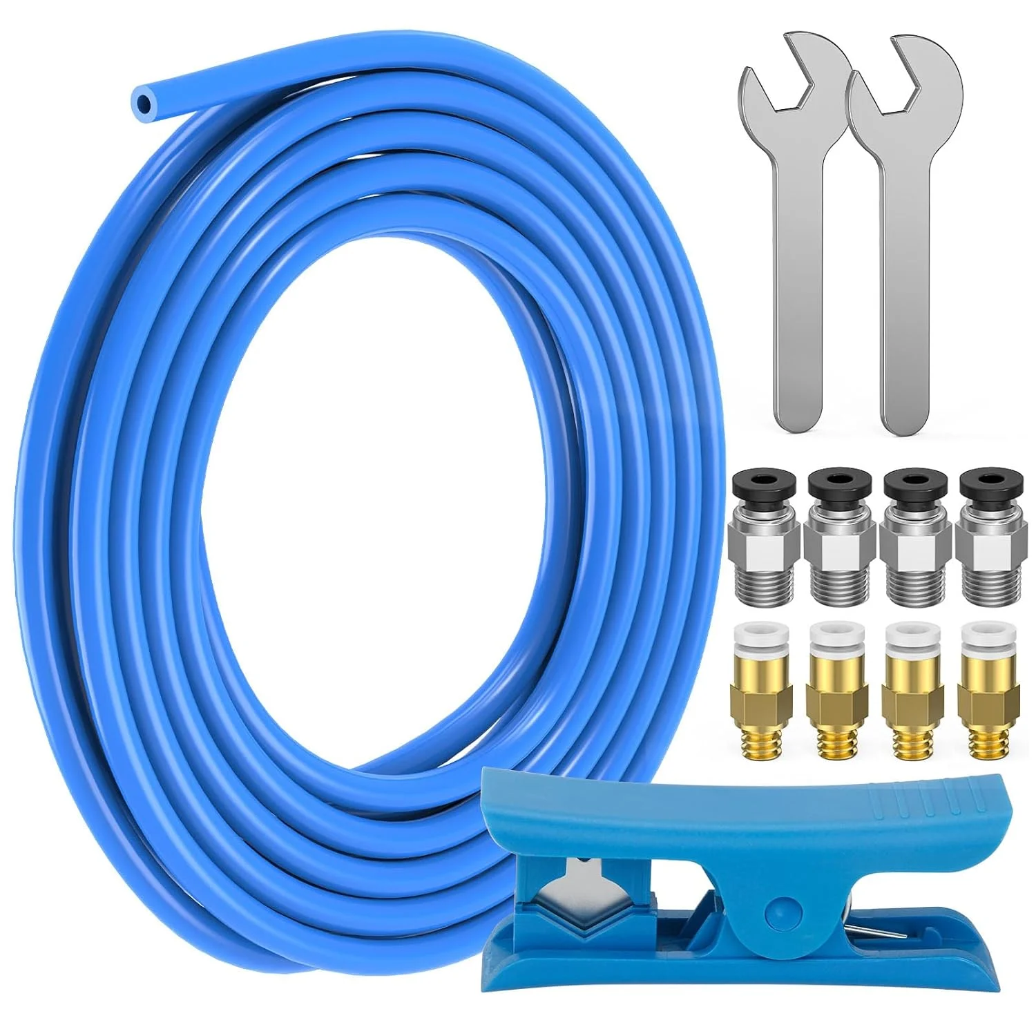 لوله PTFE باودن 2 متری آبی رنگ برای پرینتر سه بعدی تفلون 1.75 میلی متری مناسب برای Creality Ender 3 / V2 / 3 Pro/Ender 5 / CR-10 / 10S، به همراه 2 عدد اتصالات پنوماتیک PC4-M6 و 2 عدد PC4-M10 و کاتر لوله و 2 عدد آچار لوله PTFE باودن 2 متری آبی رنگ برای پرینتر سه بعدی تفلون 1.75 میلی متری مناسب برای Creality Ender 3 / V2 / 3 Pro/Ender 5 / CR-10 / 10S، به همراه 2 عدد اتصالات پنوماتیک PC4-M6 و 2 عدد PC4-M10 و کاتر لوله و 2 عدد آچار