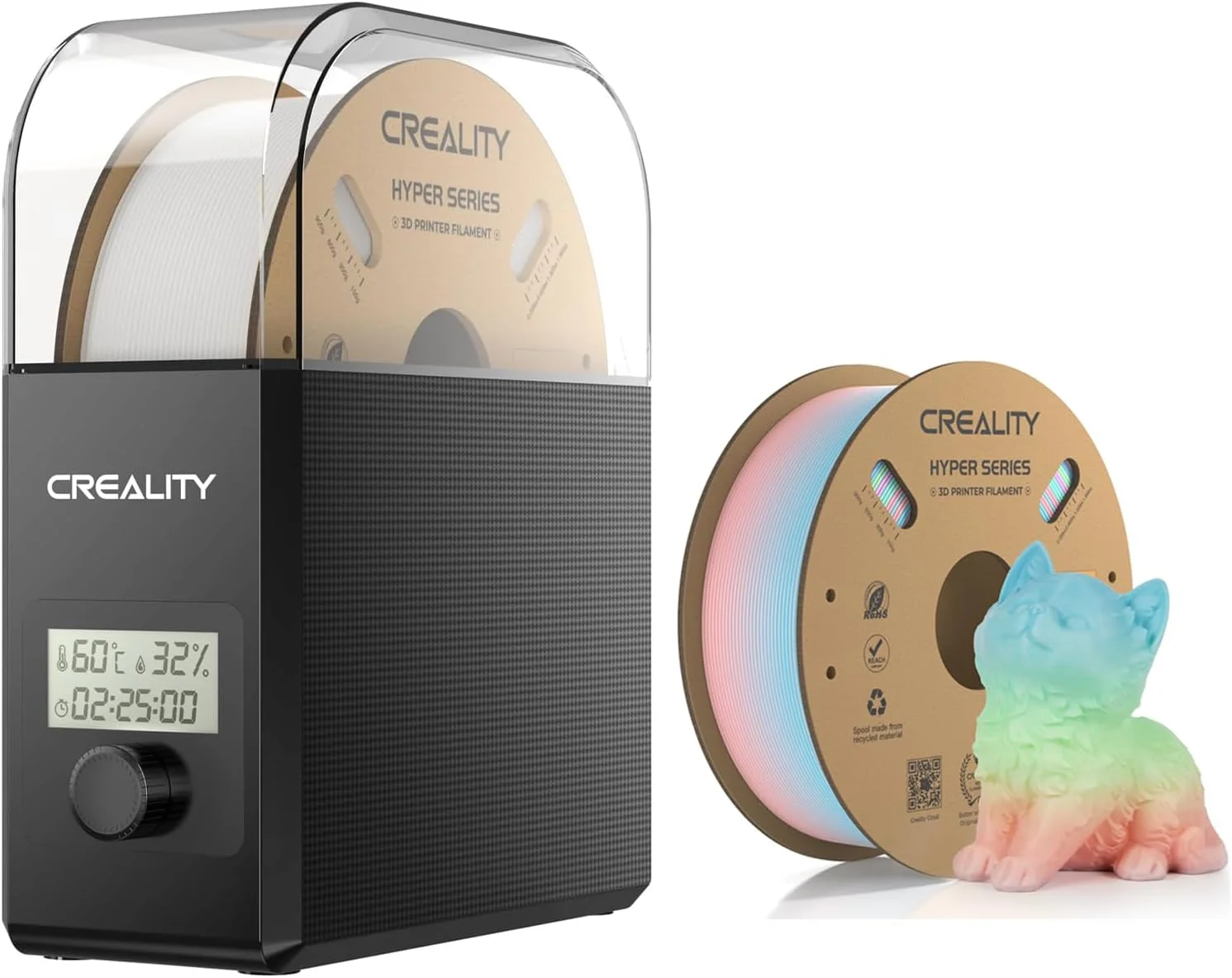 جعبه خشک کن فیلامنت و فیلامنت پرینتر سه بعدی PLA 1.75mm، فیلامنت رسمی ، 1 کیلوگرم، 300mm/s طراحی شده برای پرینت سه بعدی با سرعت بالا (رنگین کمان ماکارون)