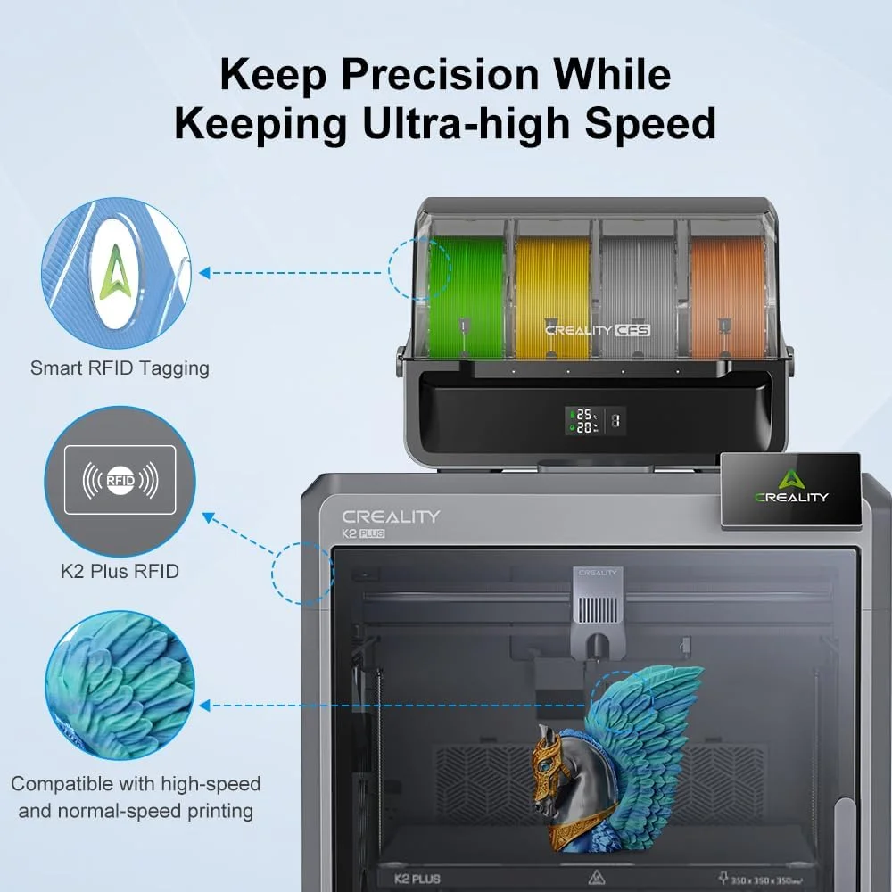 خشک کن فیلامنت کرالیتی، Space Pi Filament Dryer Plus، جدیدترین مدل 2025، تگ گذاری هوشمند RFID برای Hyper PLA RFID مشکی و قرمز