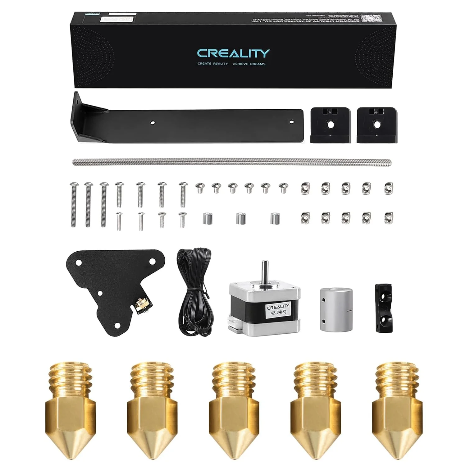 نازل های برنجی 0.4 میلی متری 5 عددی Creality Ender 3 و کیت ارتقاء محور Z دوگانه برای Ender 3 V2، Ender 3 Pro و غیره