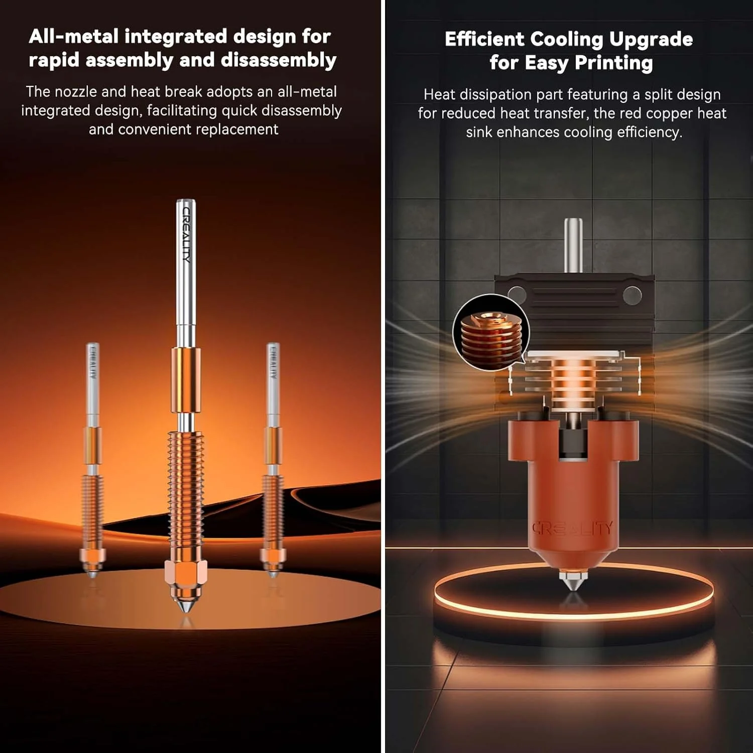 کیت هات‌اند سرامیکی Creality K1 - نازل تعویض سریع Unicorn، ارتقاء اکسترودر یکپارچه تمام فلزی، دمای بالای 300 درجه سانتیگراد، بلوک گرمایشی با سرعت بالا 600 میلی‌متر بر ثانیه برای پرینتر سه بعدی K1 MAX و K1C