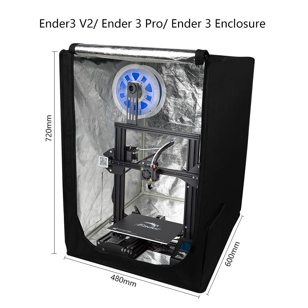محفظه ضد حریق و ضد گرد و غبار کرالیتی اندِر مناسب برای Ender 3V2/Ender 3V2 Neo/Ender 3 Pro/Ender 3/Ender 3 Neo برای پرینتر سه بعدی Anycubic Elegoo با ابعاد 48 * 60 * 72 سانتی متر