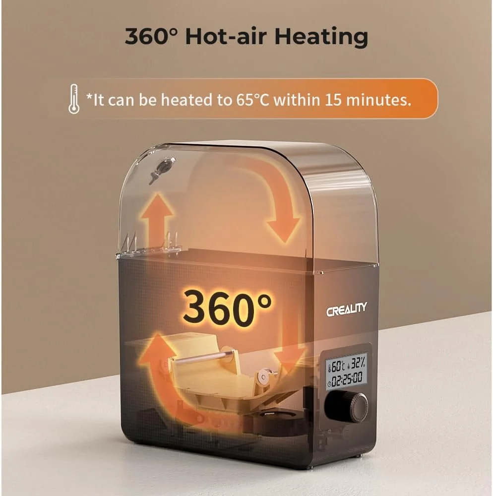 جعبه خشک کن فیلامنت Creality مدل Pro، گرمایش 360 درجه ارتقا یافته با فن، نگهداری ضد گرد و غبار و رطوبت، نگهدارنده قرقره فیلامنت پرینتر سه بعدی، خشک کننده برای PLA PETG ABS TPU با قطر 1.75mm/2.85mm