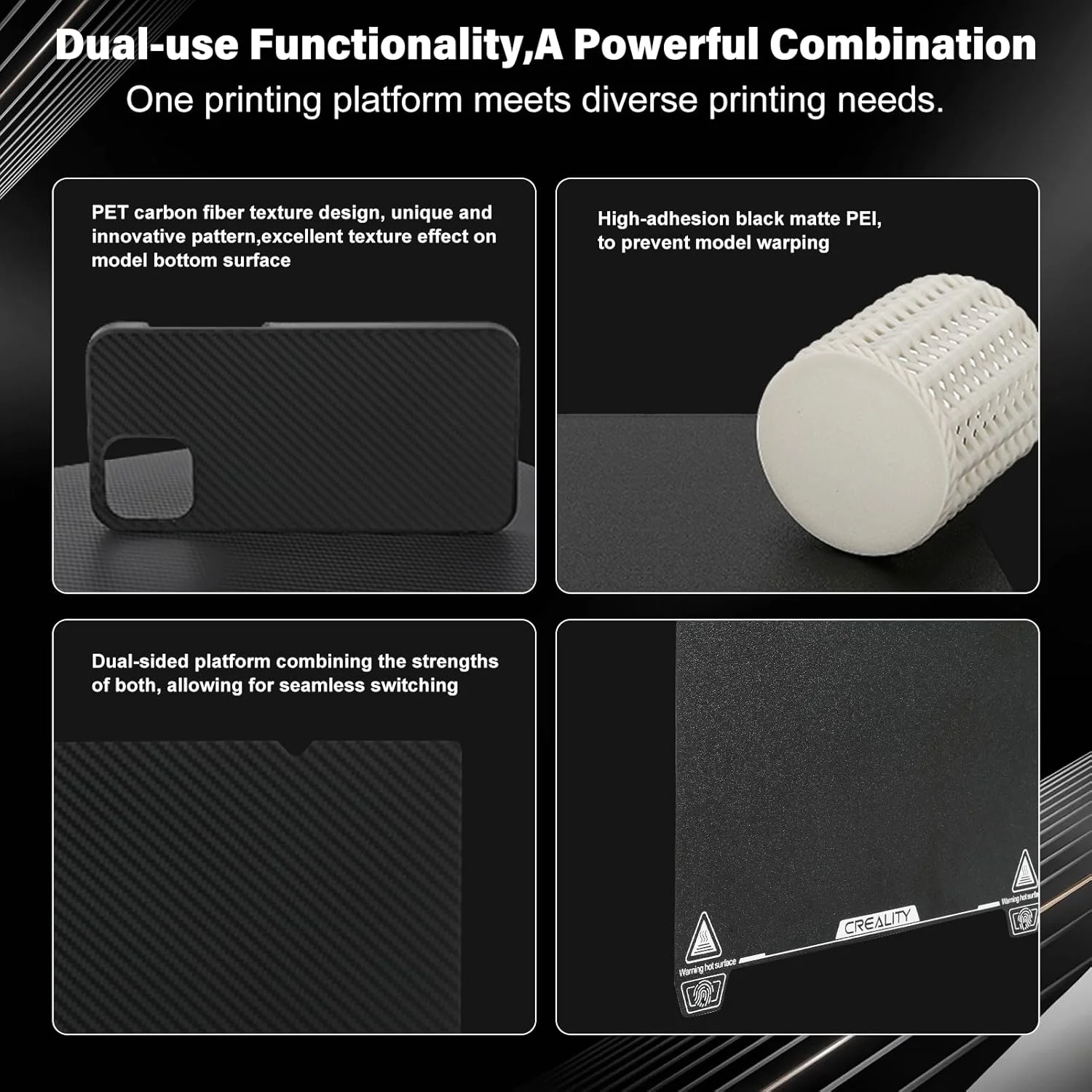 کیت صفحه ساخت دو طرفه پرینت Creality Ender 3 V3 SE (PET براق + PEI پوشش داده شده) صفحه ساخت 235x235 میلی متر برای Ender-3 Ender 3 S1 Pro/Ender 5 S1 Ender 3 Neo/Ender 3 V2 Neo/Ender 3 V3 KE/CR-10 SE/K1